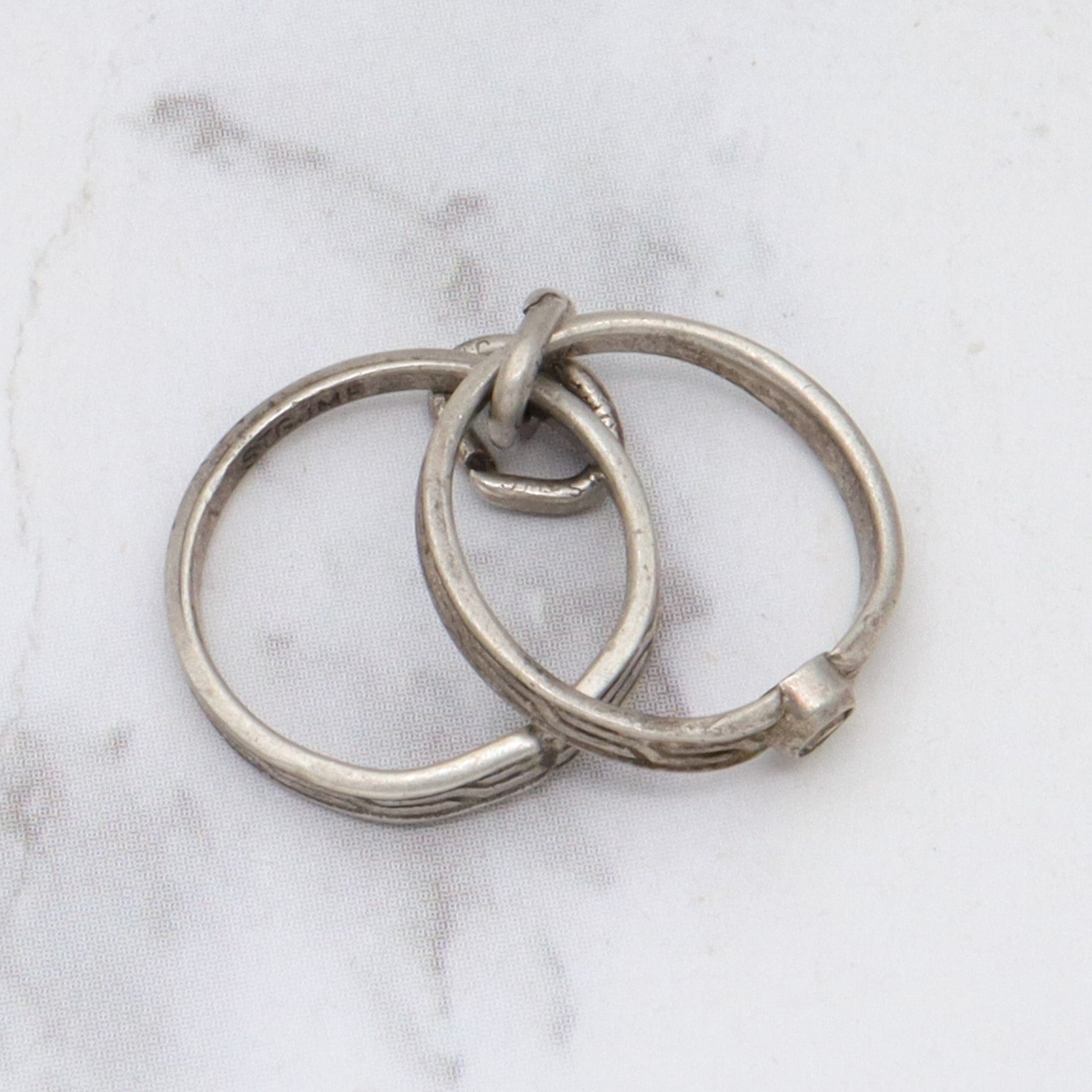 Antique Art Deco JMF sterling silver glass faux engagement ring set charm