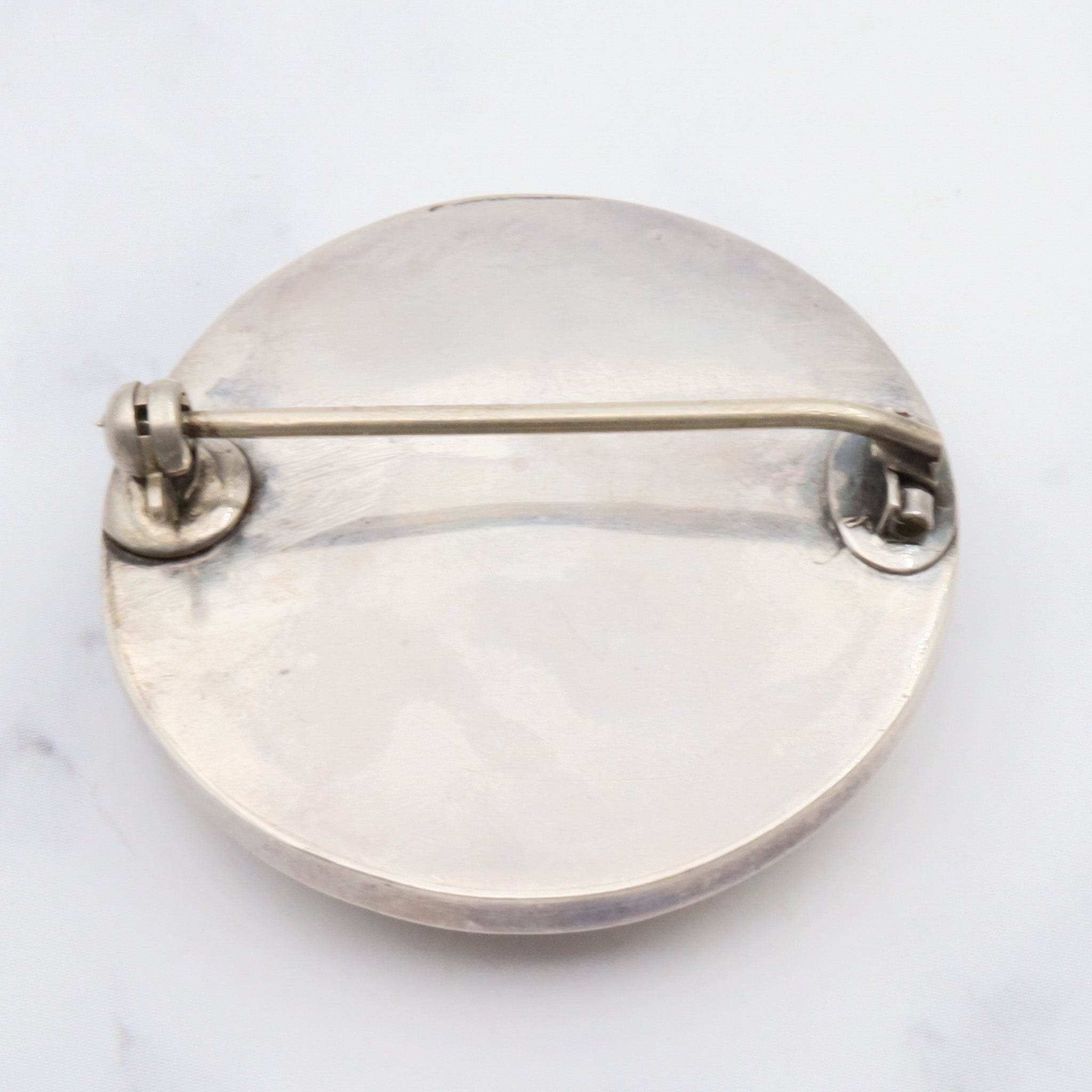 Antique victorian hand engraved sterling silver brooch with gold accents and citrine glass