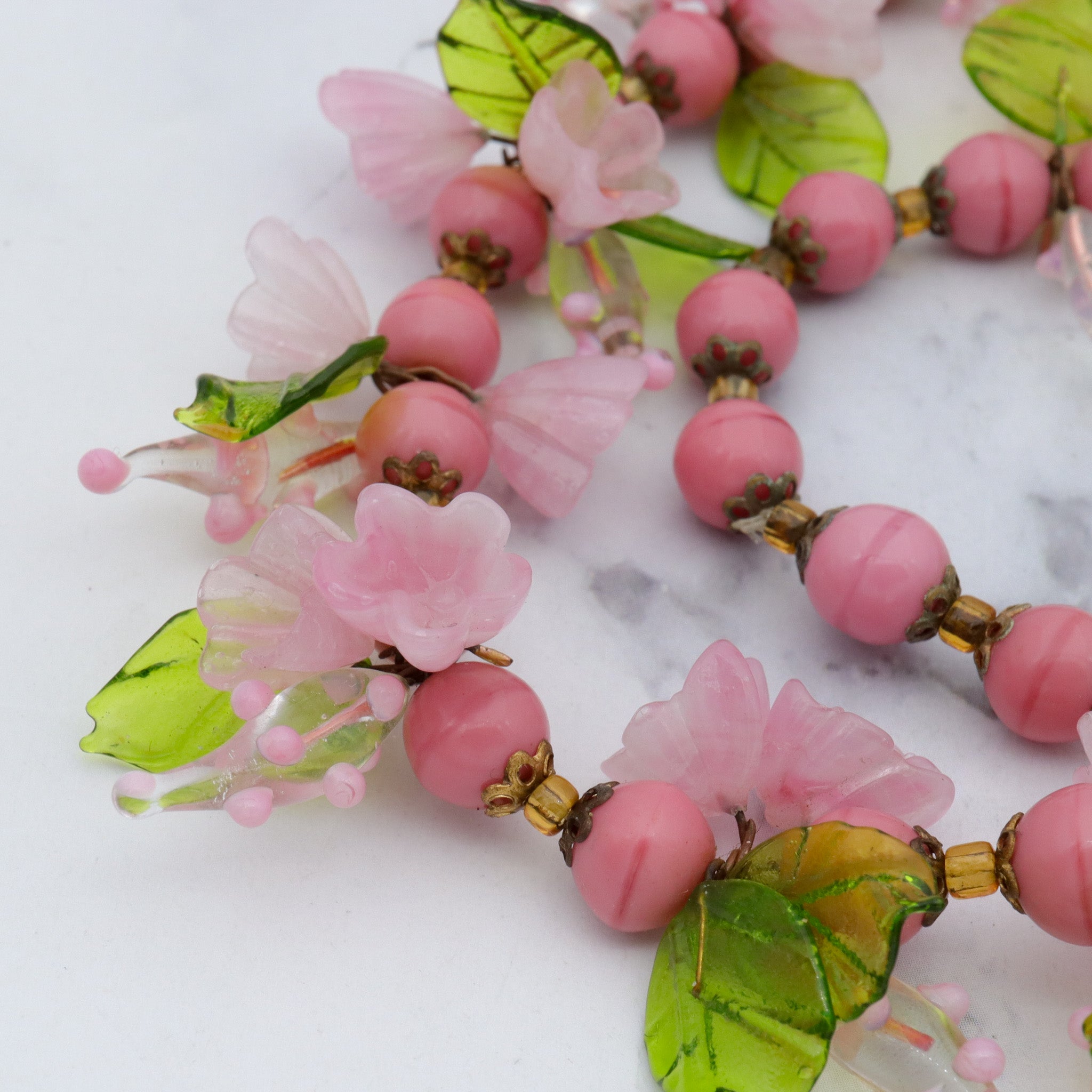 Mid Century Venetian glass flower necklace