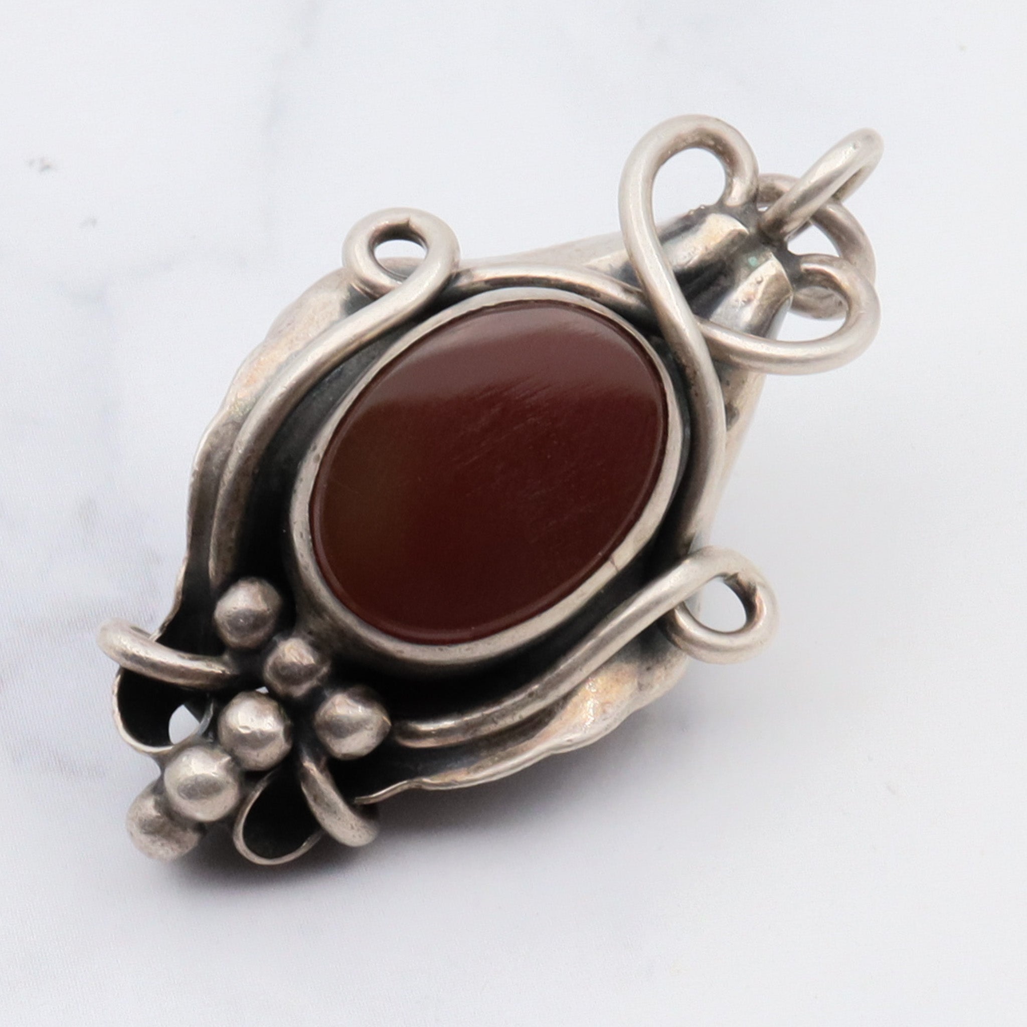 Antique victorian sterling silver large fob charm with carnelian signet