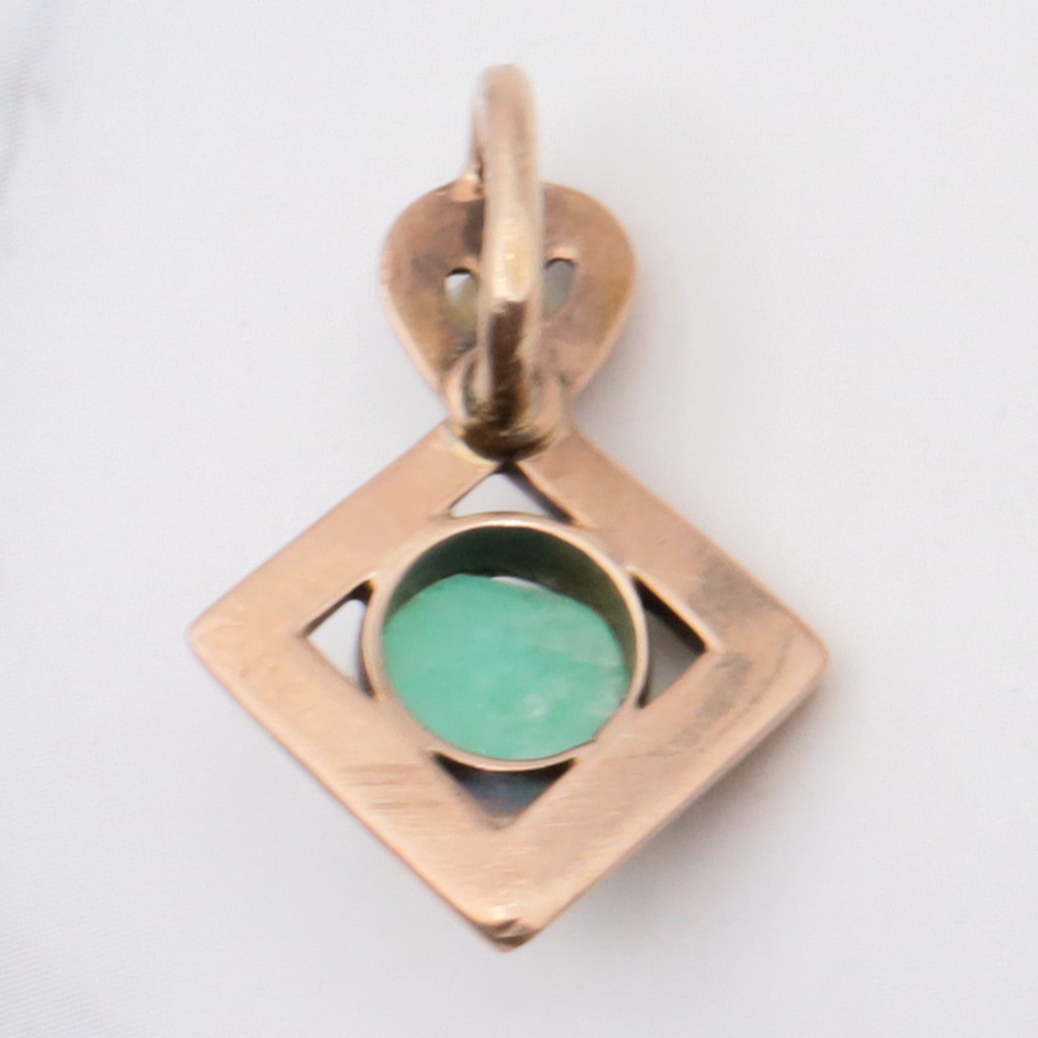 Vintage 14K gold, jade & pearl pendant