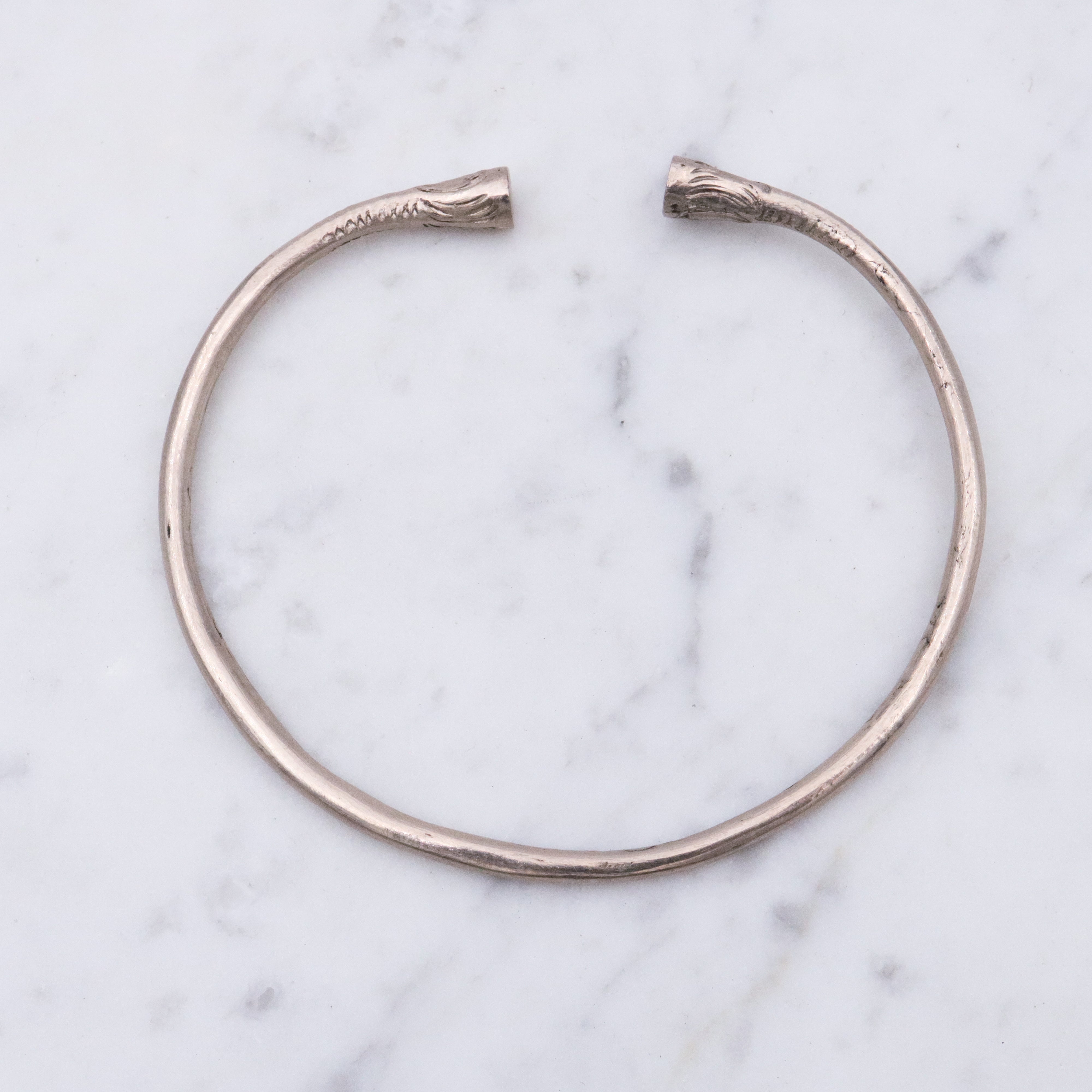 Simple vintage hill tribe sterling open bangle