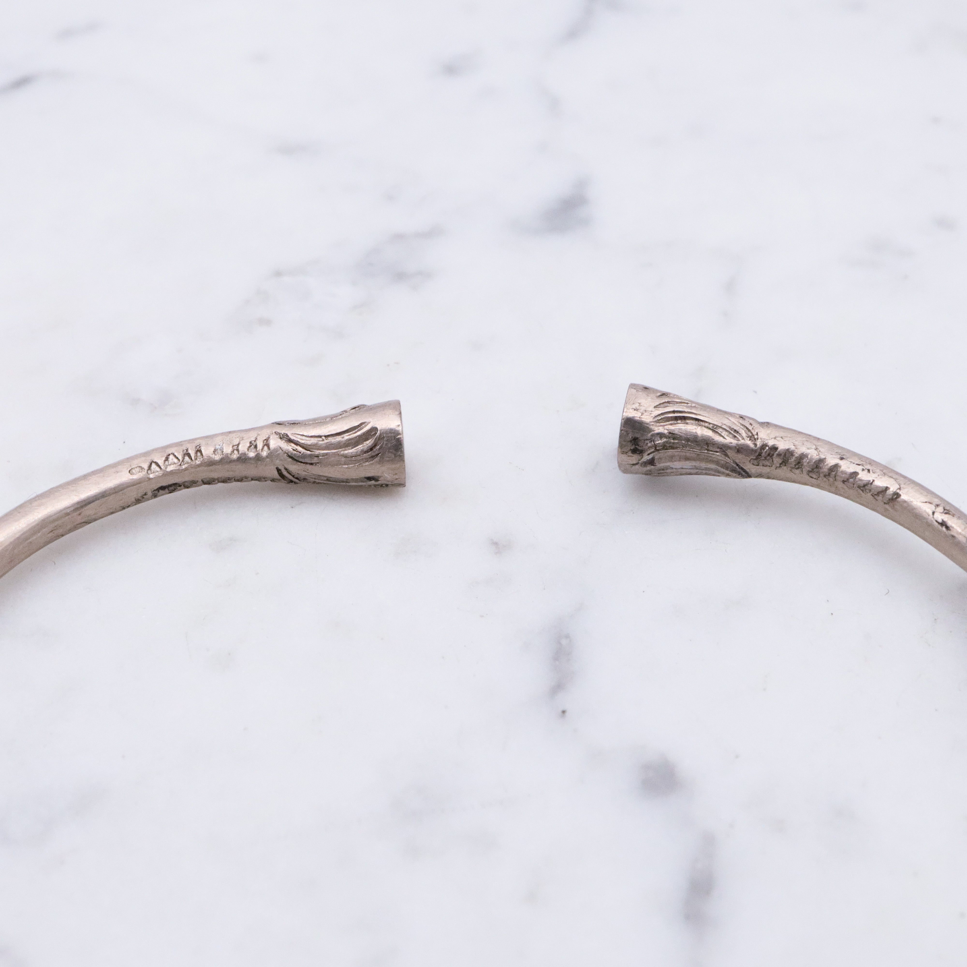 Simple vintage hill tribe sterling open bangle
