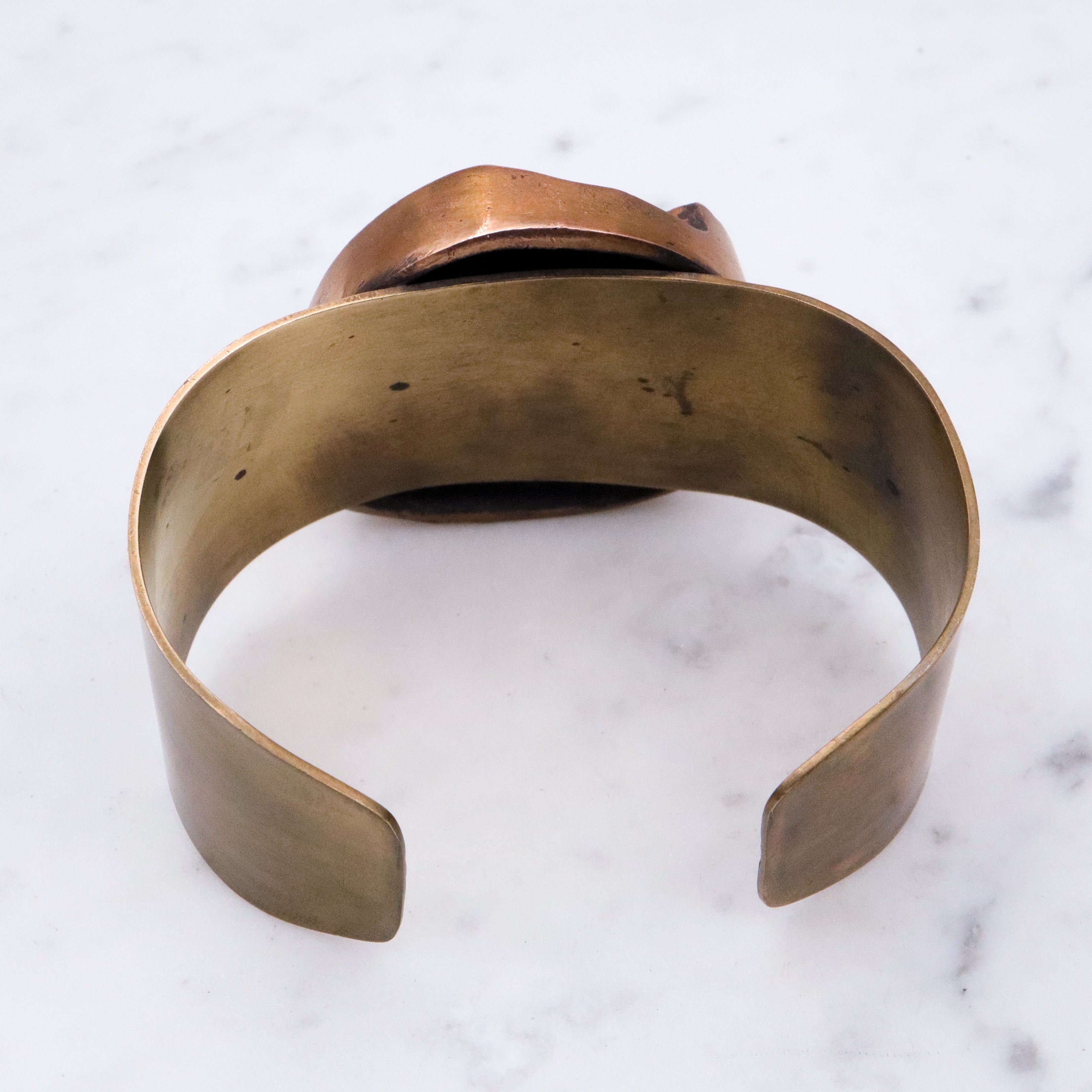 Mid Century Henri Nogaret designed copper and brass cuff bracelet & pendant set