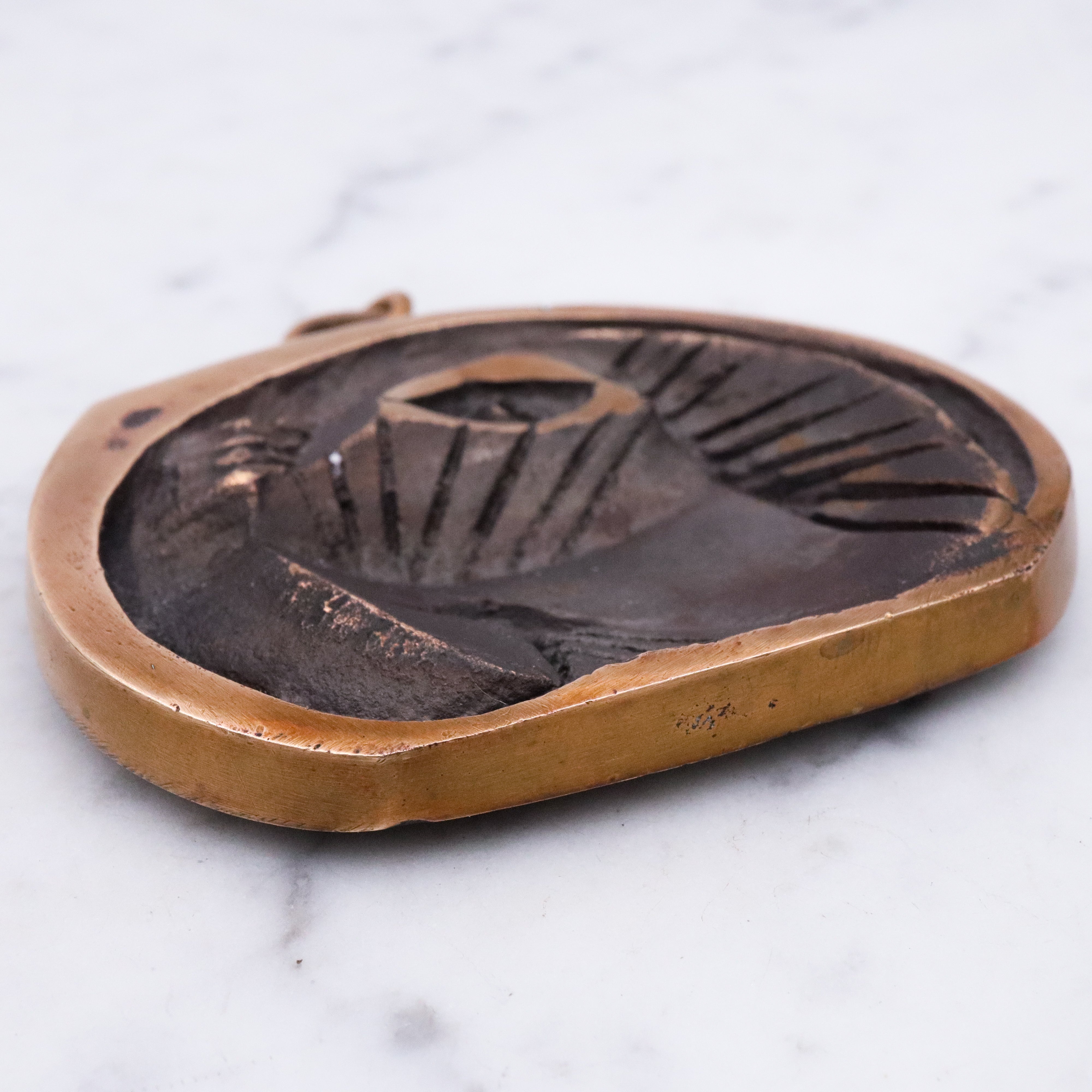 Mid Century Henri Nogaret designed copper and brass cuff bracelet & pendant set