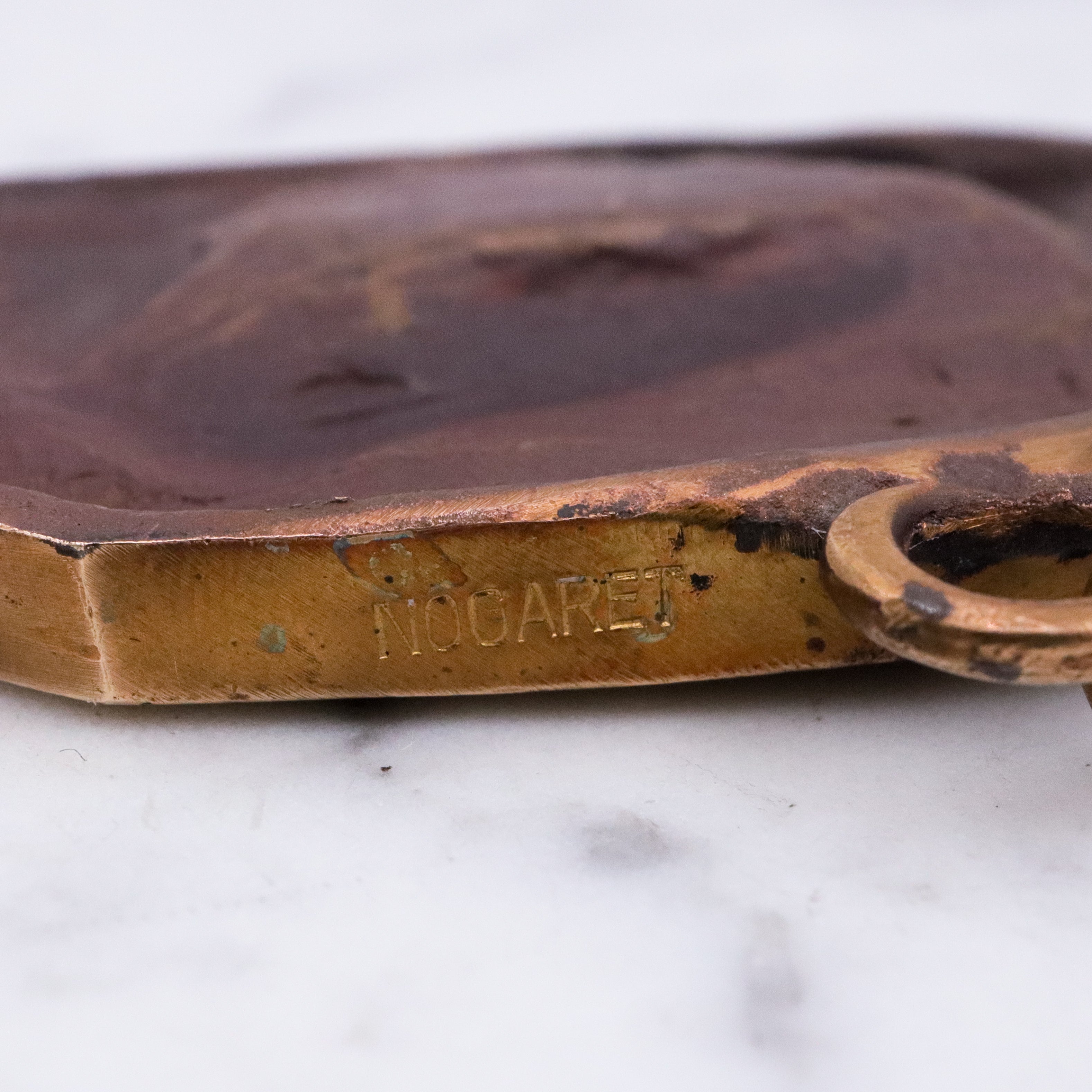 Mid Century Henri Nogaret designed copper and brass cuff bracelet & pendant set