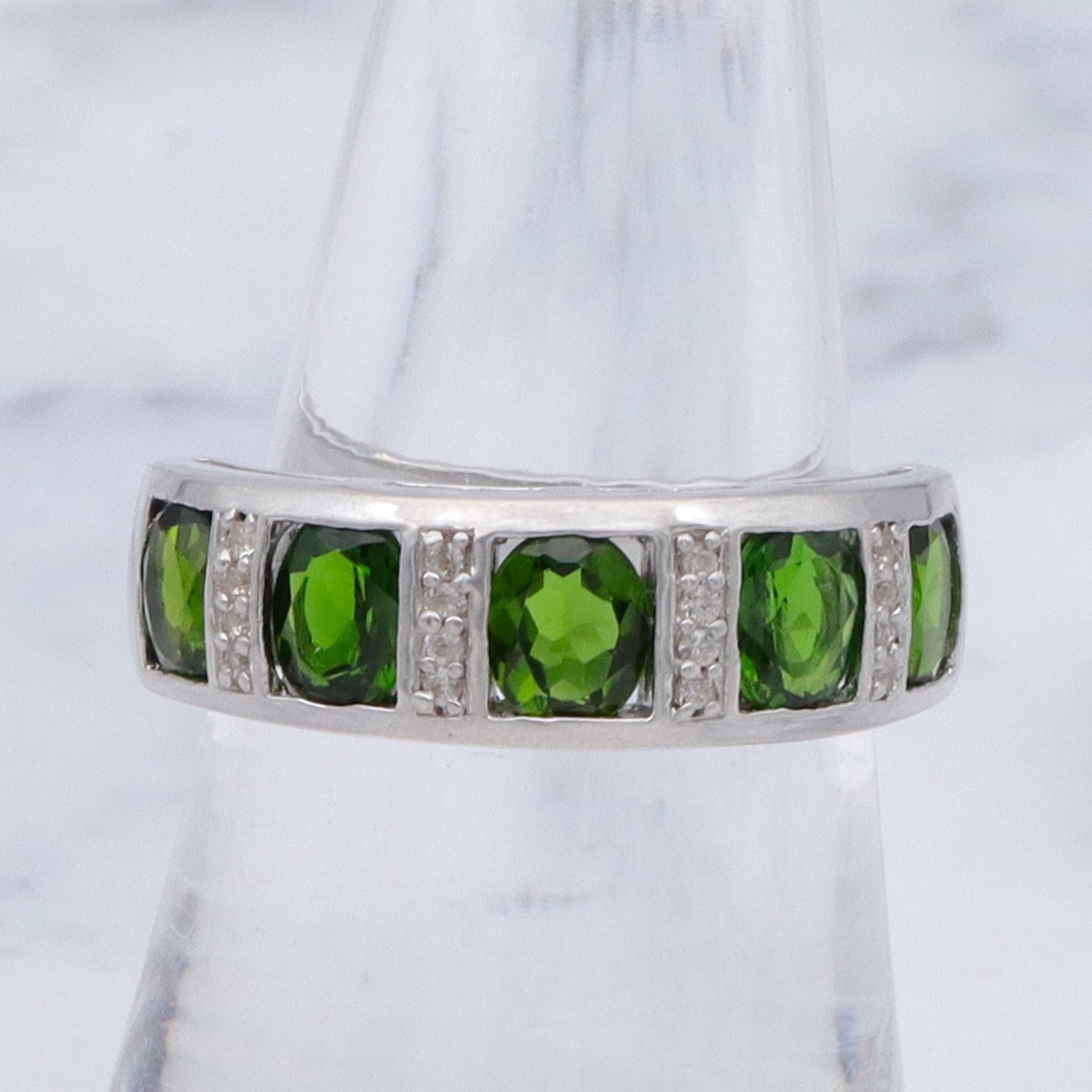 Vintage sterling, peridot and cubic zirconia ring, sz 6