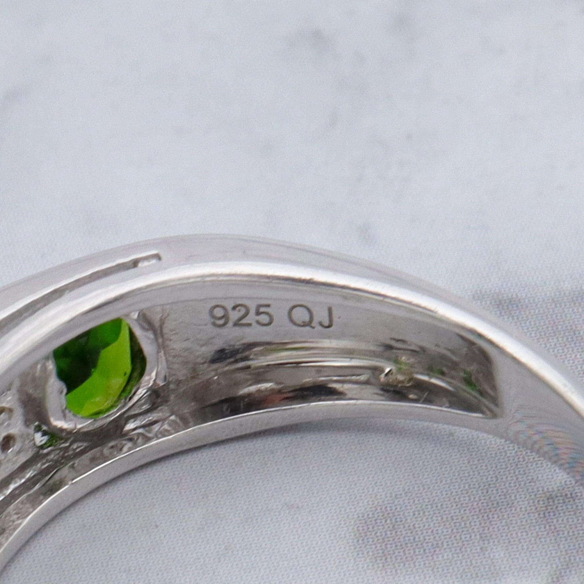 Vintage sterling, peridot and cubic zirconia ring, sz 6