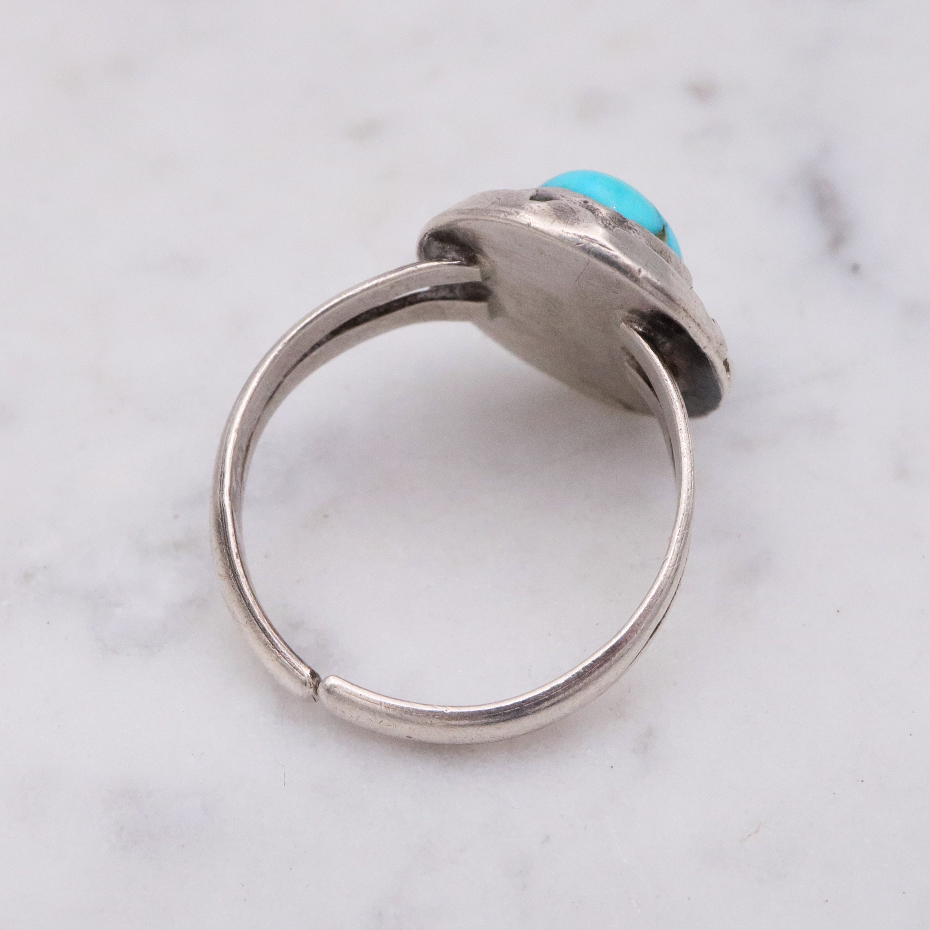 Vintage Navajo sterling turquoise ring, size 7.5 adjustable