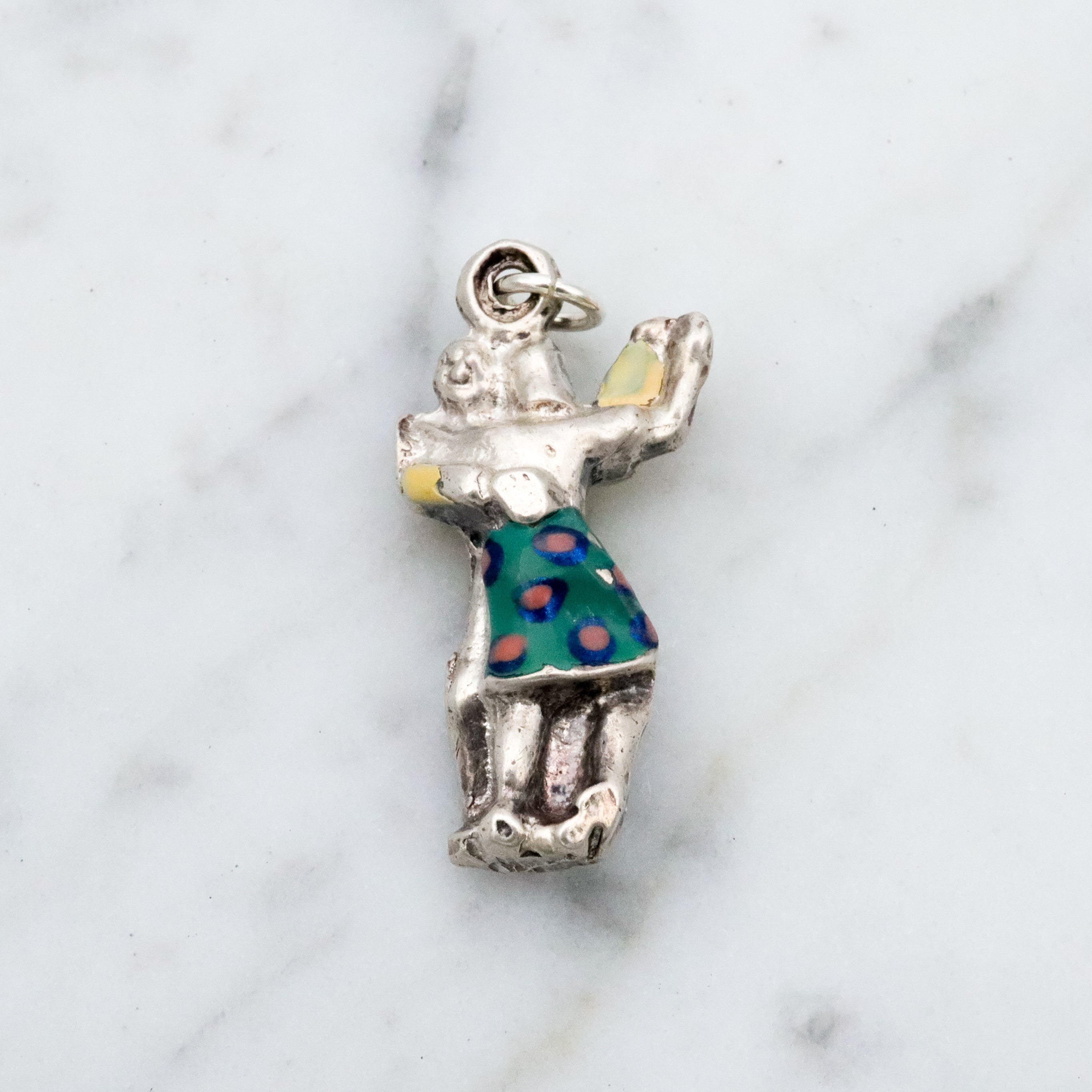 vintage sterling enamel dancing couple charm pendant