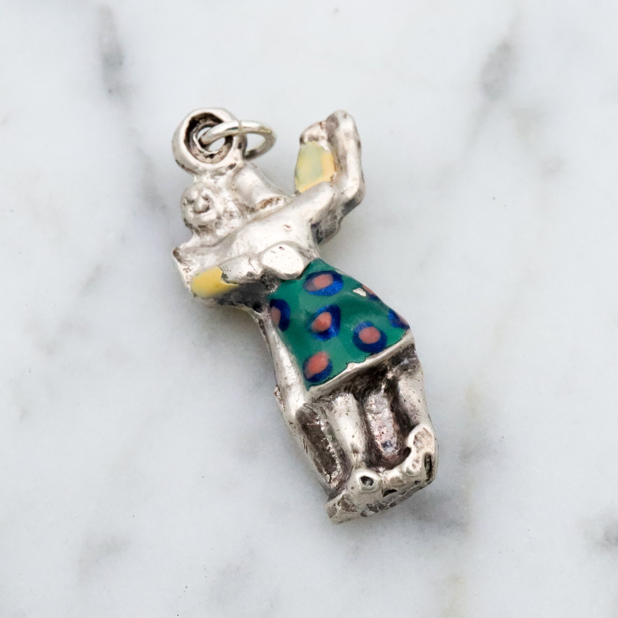 vintage sterling enamel dancing couple charm pendant