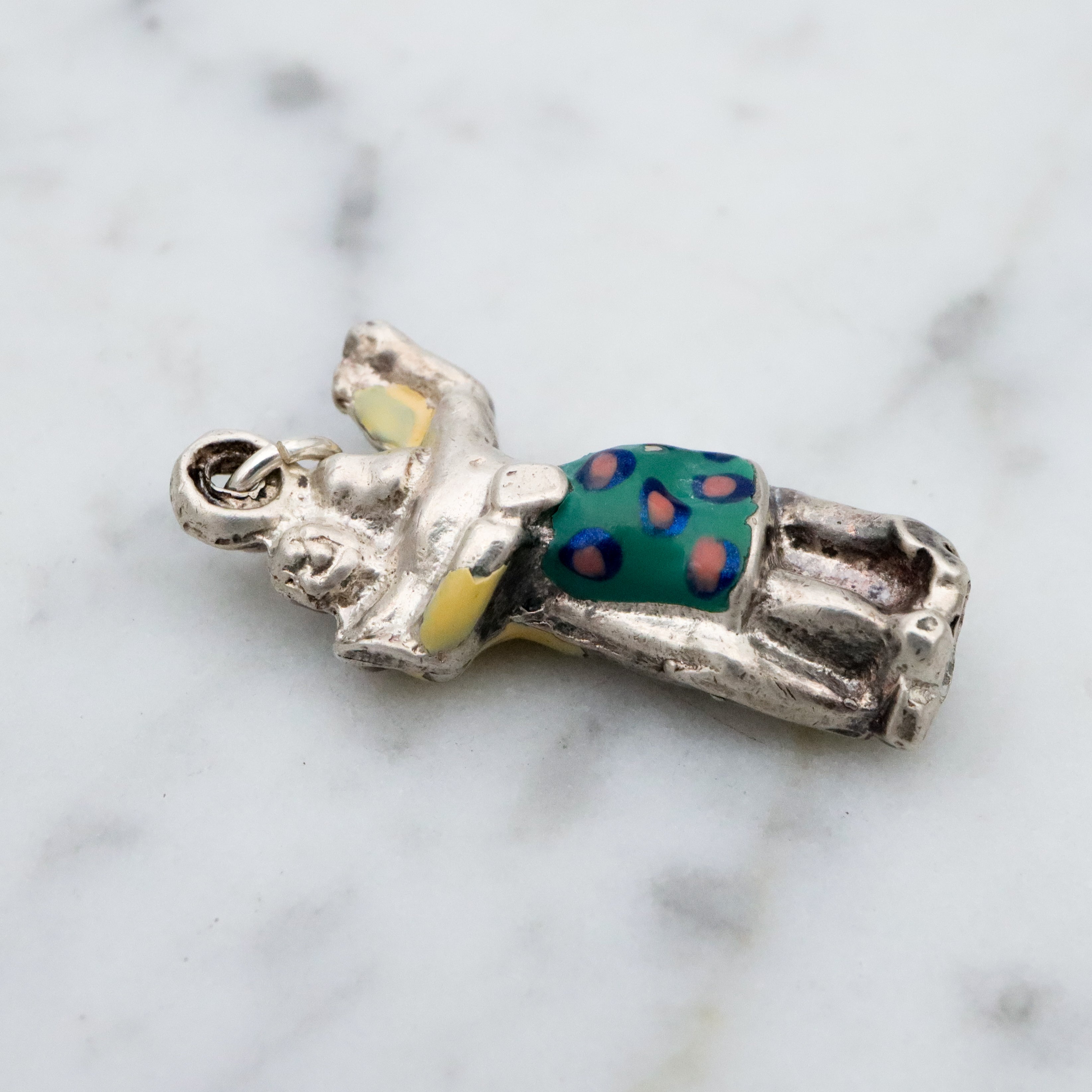 vintage sterling enamel dancing couple charm pendant