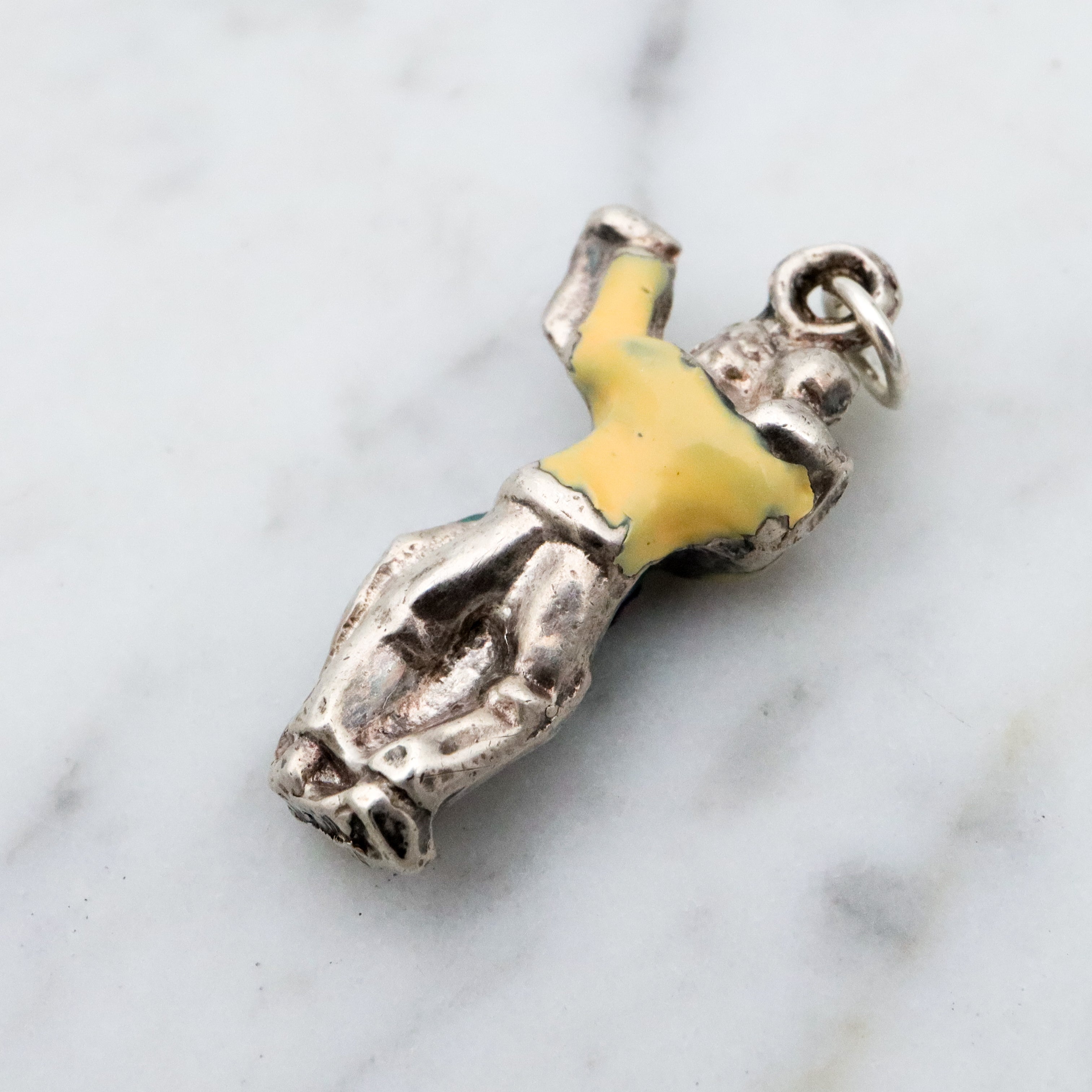 vintage sterling enamel dancing couple charm pendant