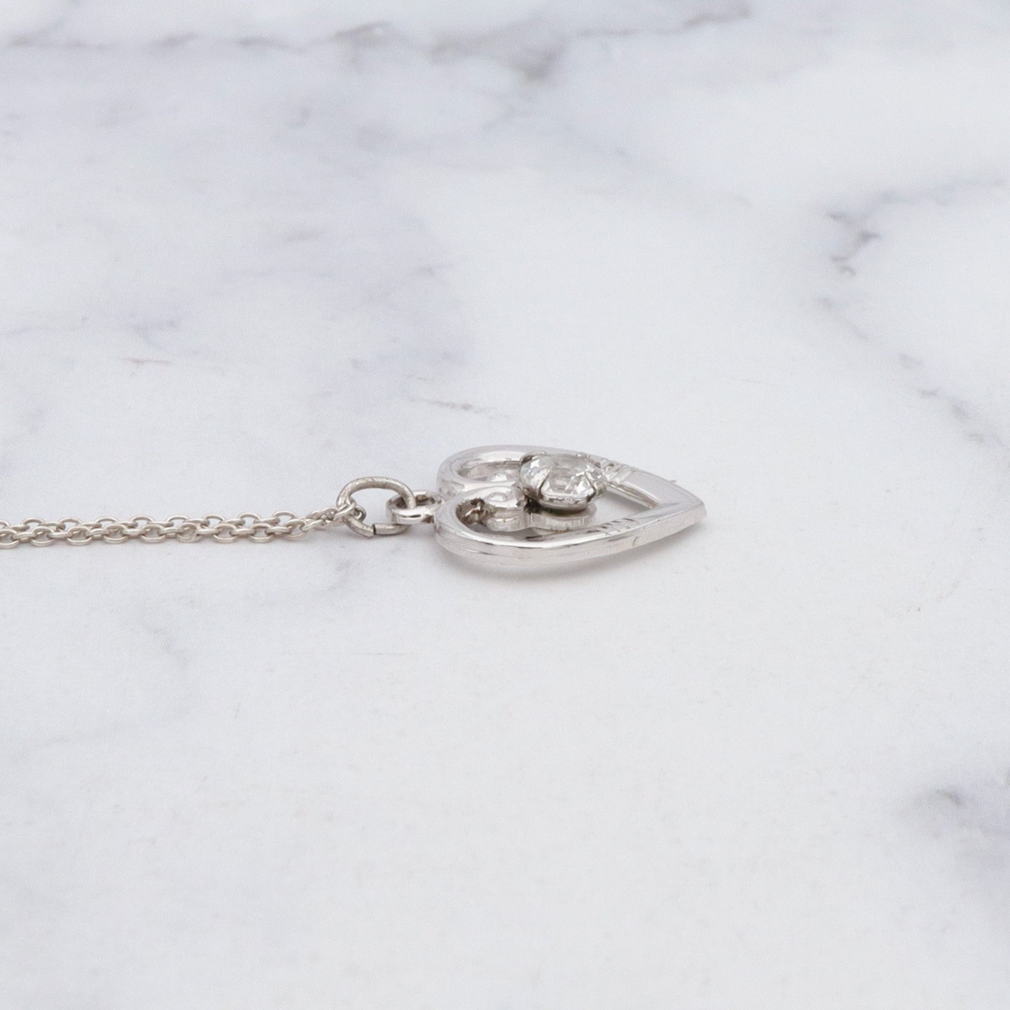 Retro Theda sterling & quartz gem heart necklace