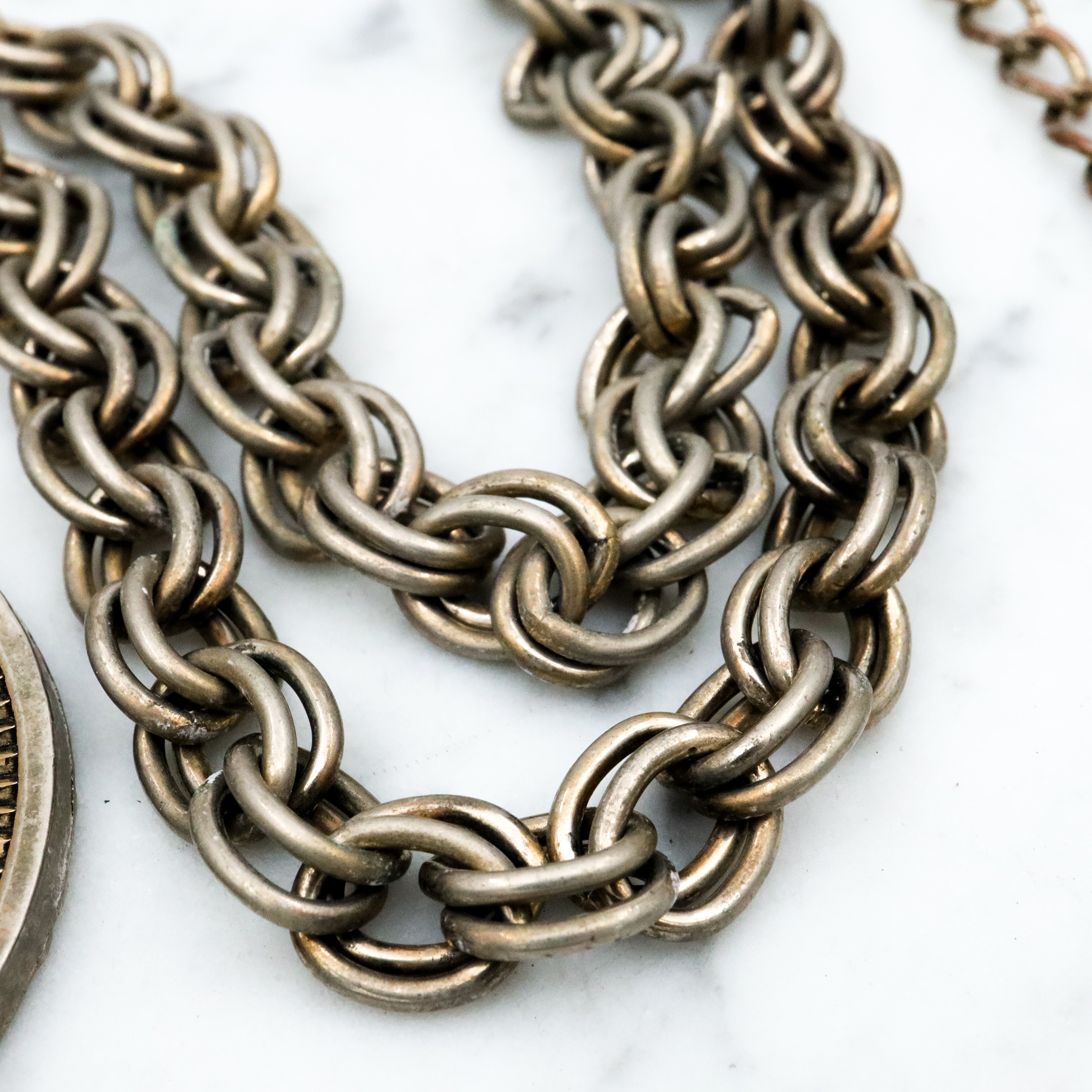 Vintage French Marianne medallion pendant necklace