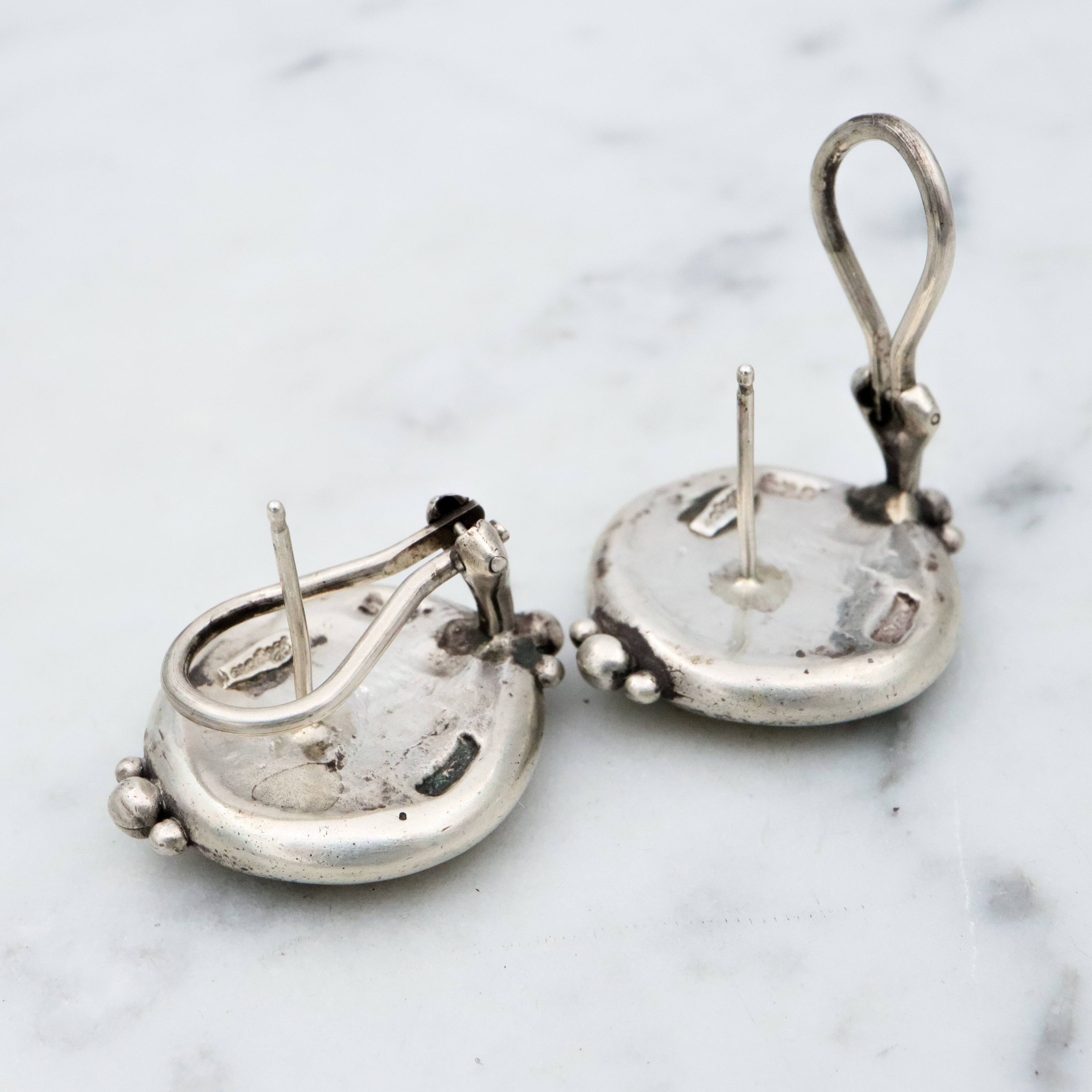 Retro Lazaro sterling Neoclassical Alexander the Great coin earrings