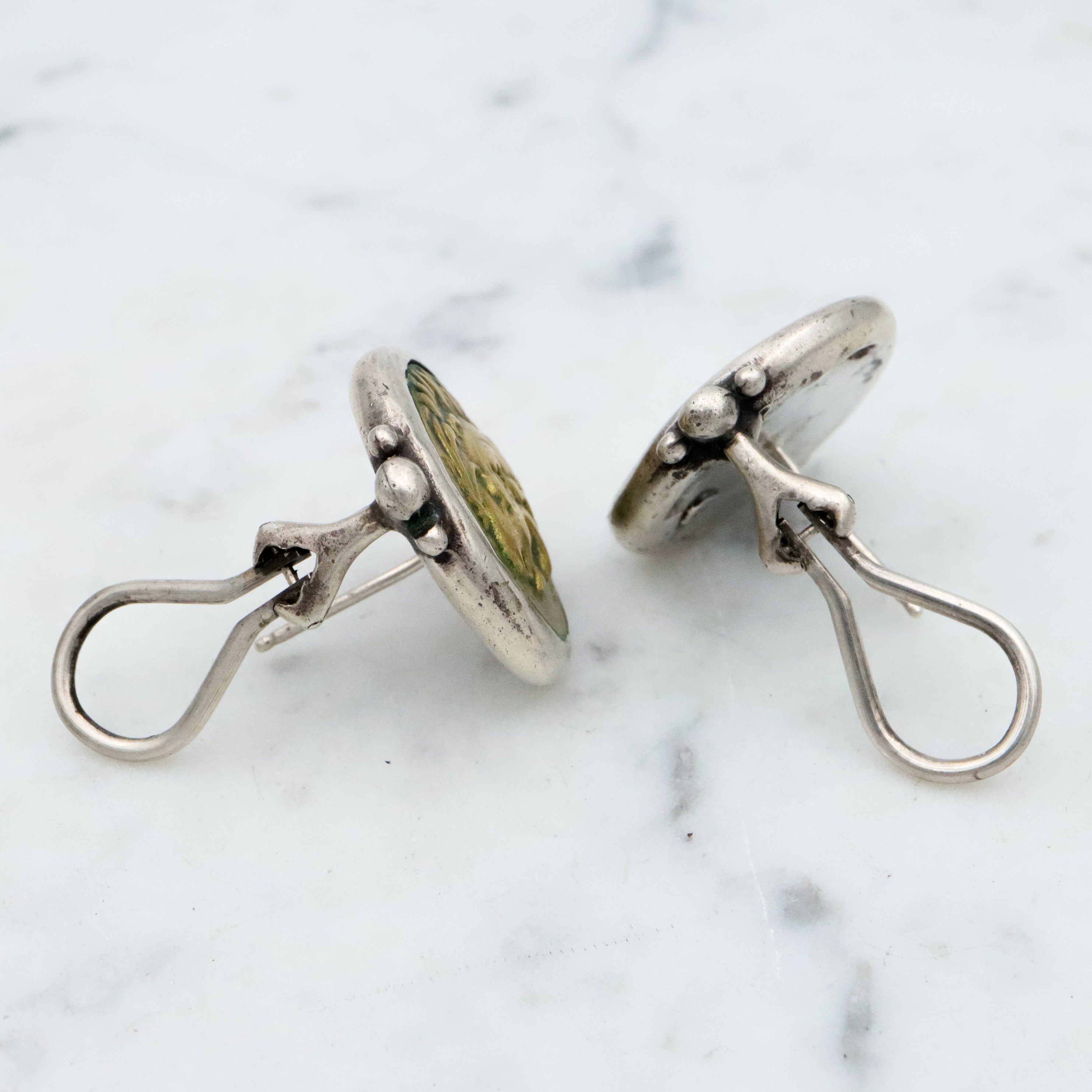 Retro Lazaro sterling Neoclassical Alexander the Great coin earrings