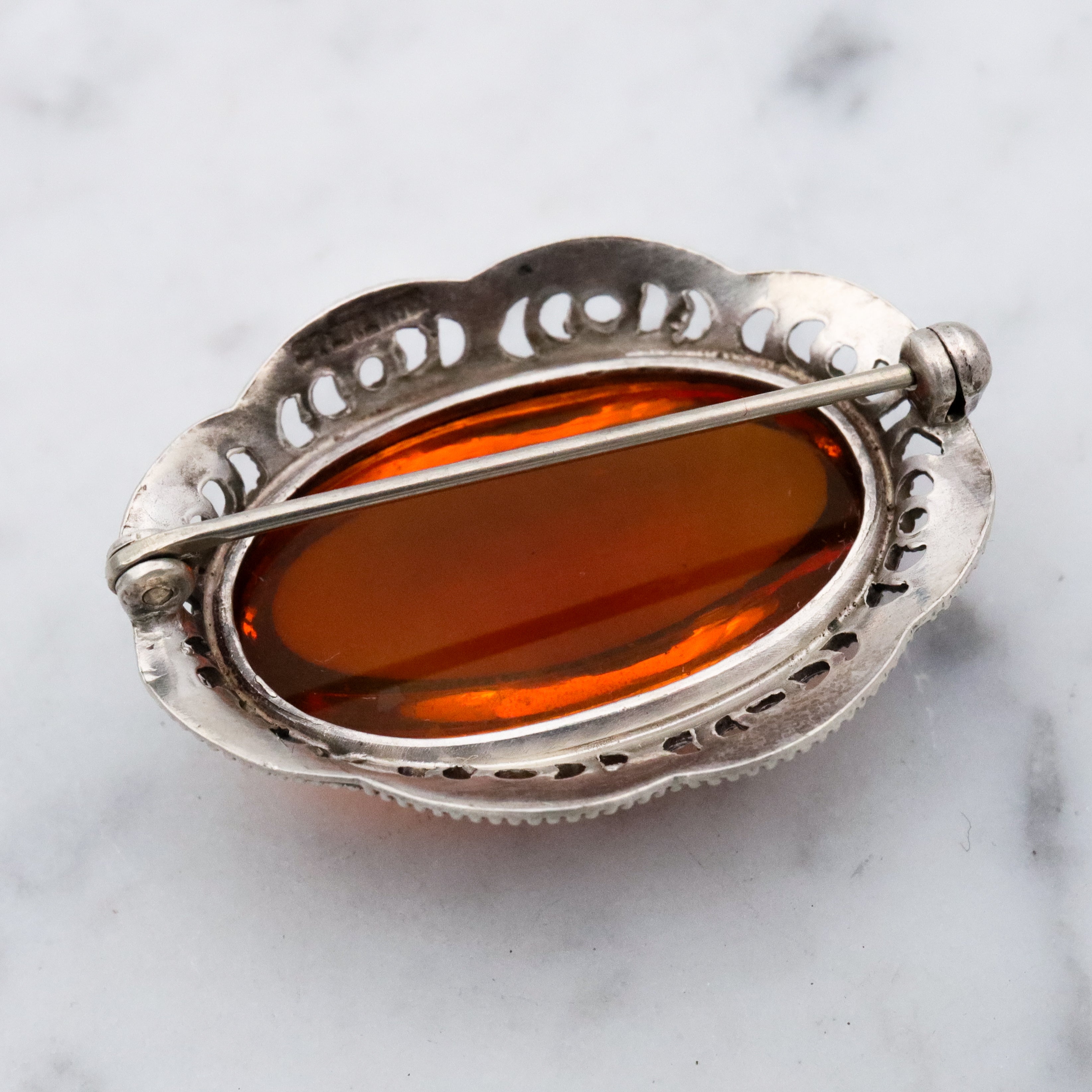 Antique Art Nouveau dragon's breath sterling filigree brooch