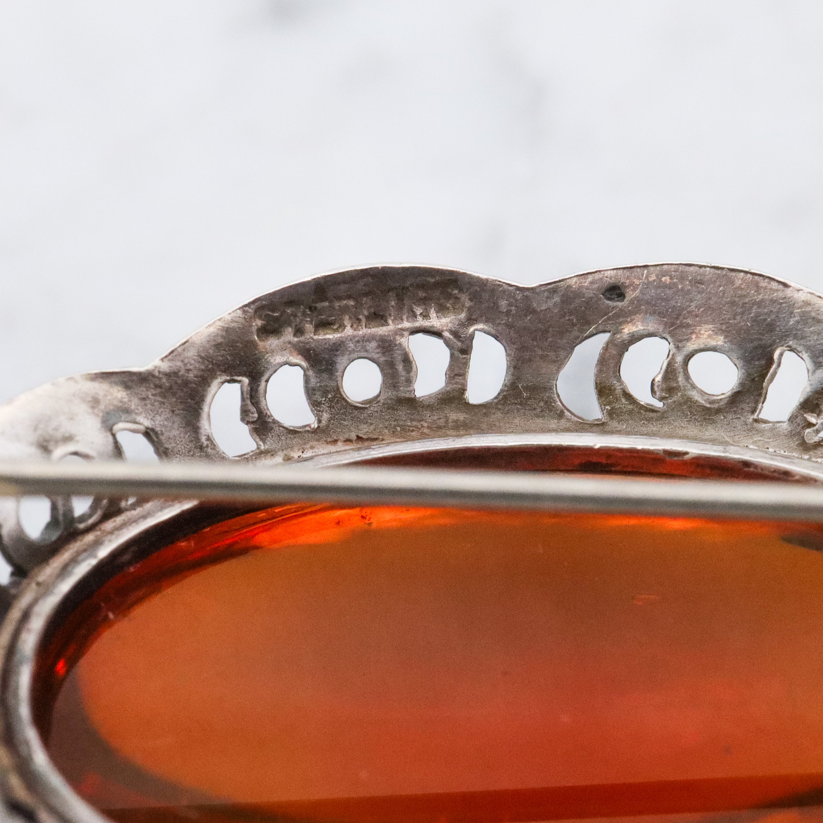 Antique Art Nouveau dragon's breath sterling filigree brooch