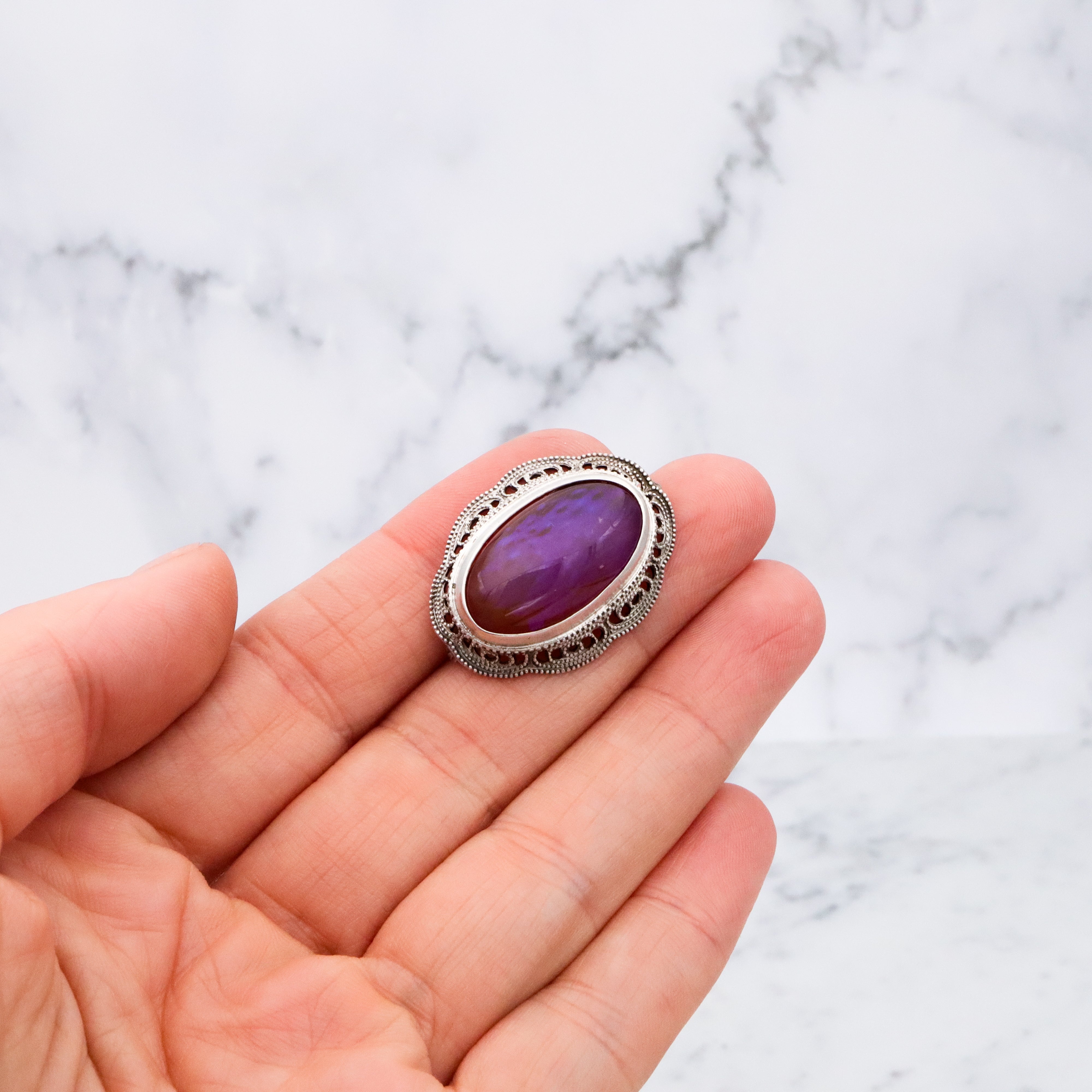 Antique Art Nouveau dragon's breath sterling filigree brooch