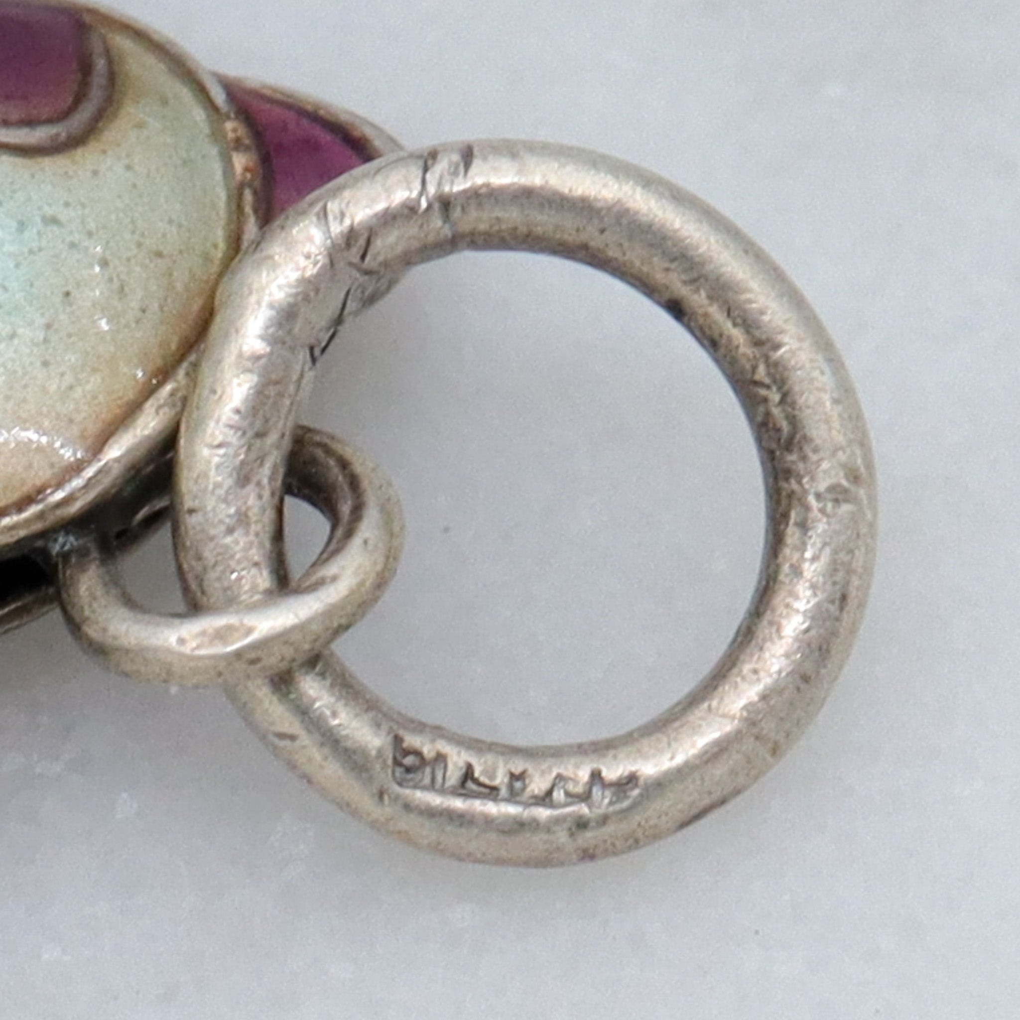 Vintage Chinese export sterling silver & cloisonne enamel double sided teddy bear charm