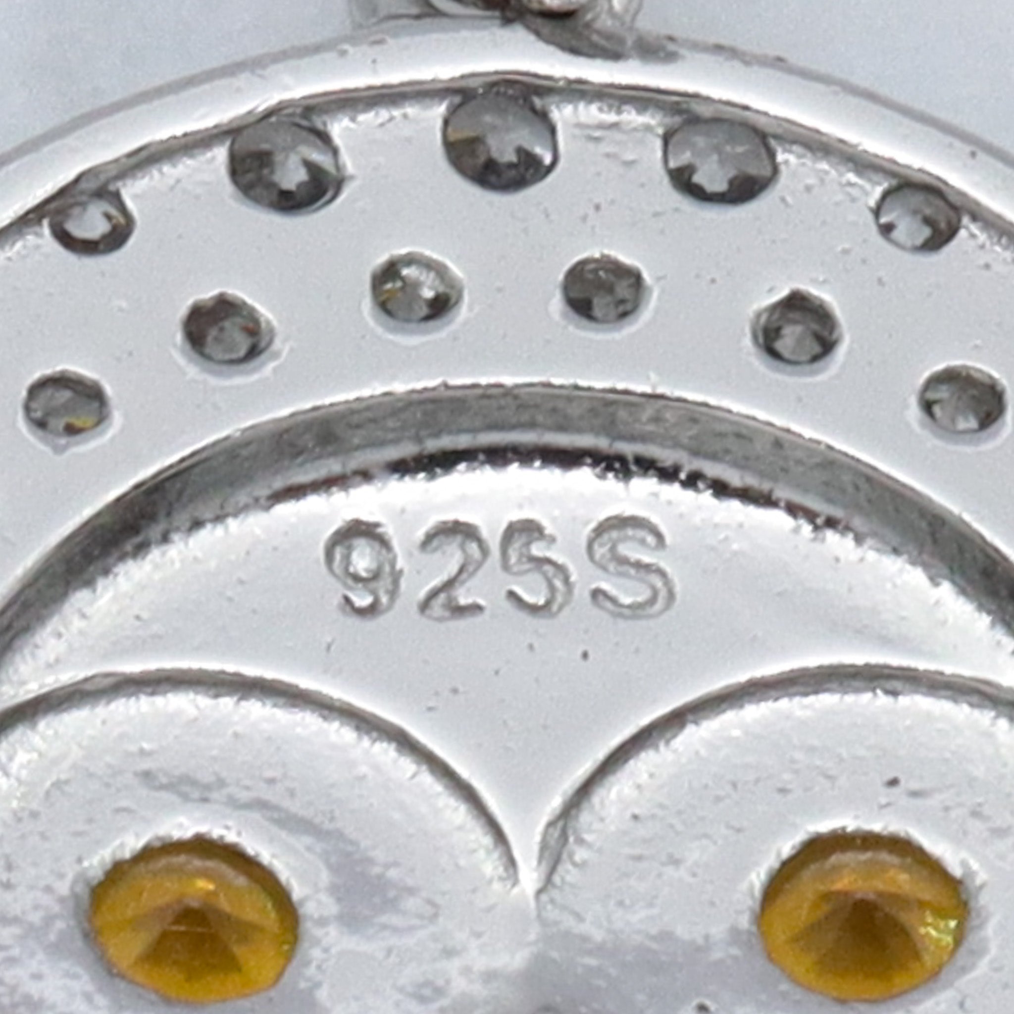 Vintage sterling, citrine glass and cubic zirconia owl pendant