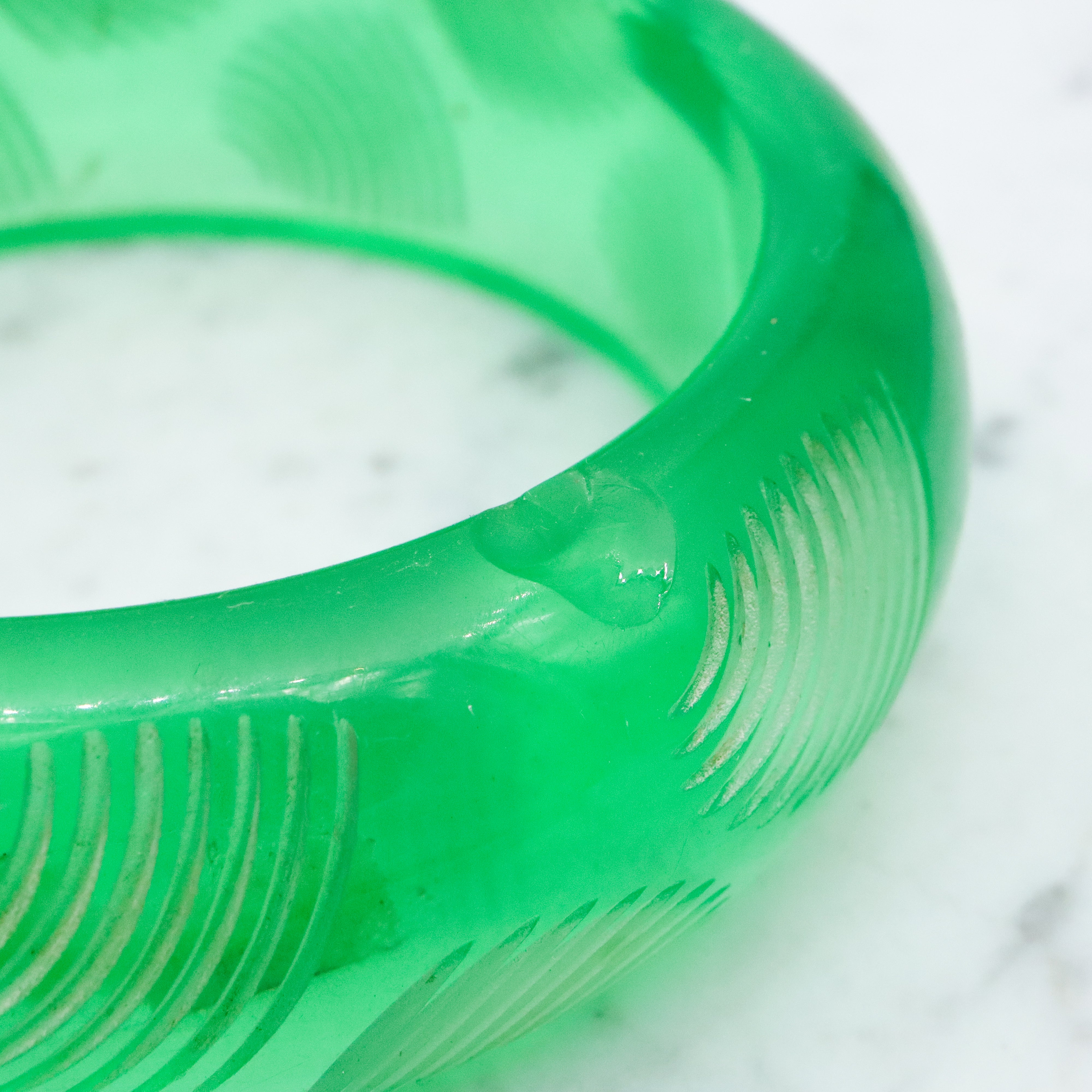 Pair of Bill Schiffer Mid Century carved lucite chunky bangle bracelets