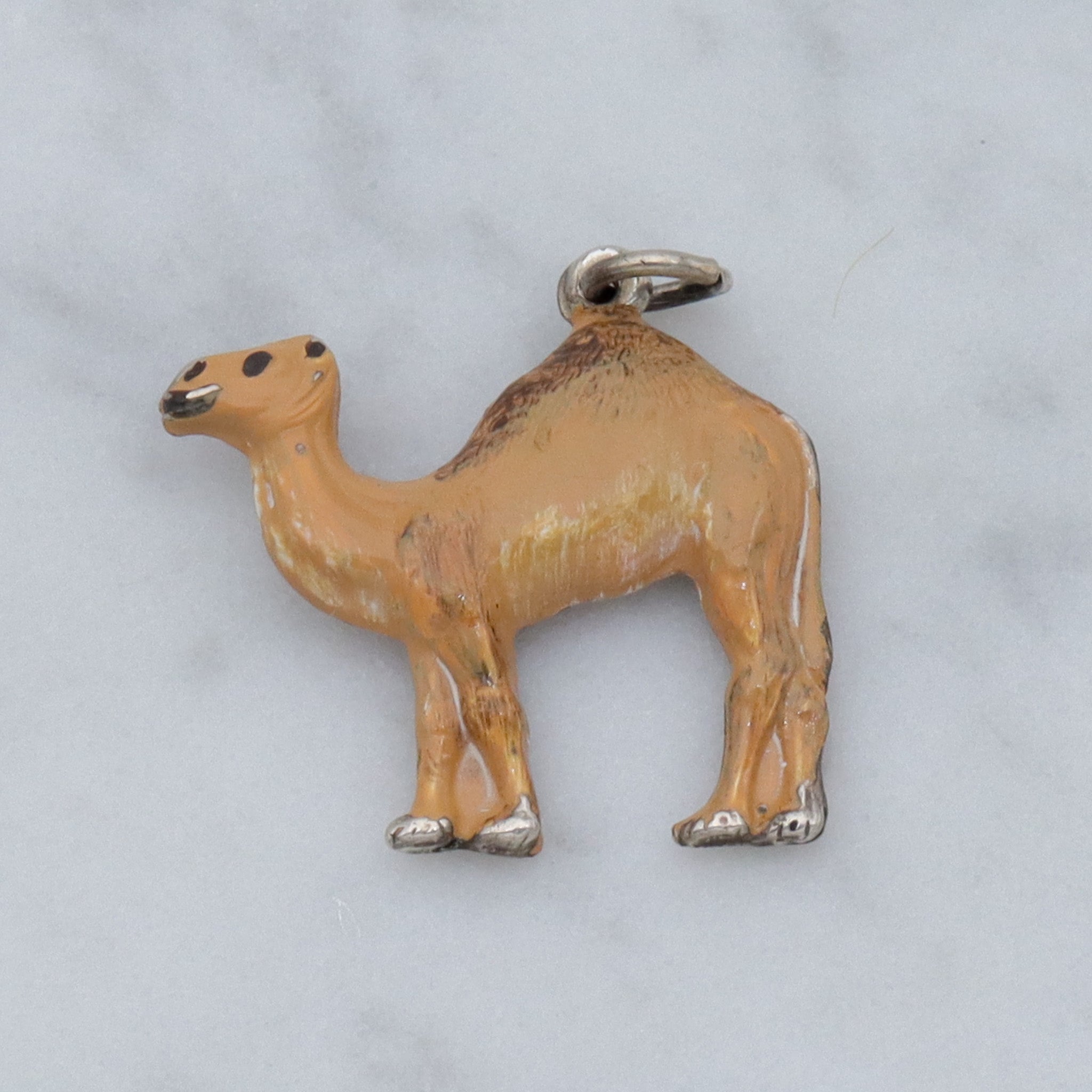 Antique enameled sterling figural camel pendant