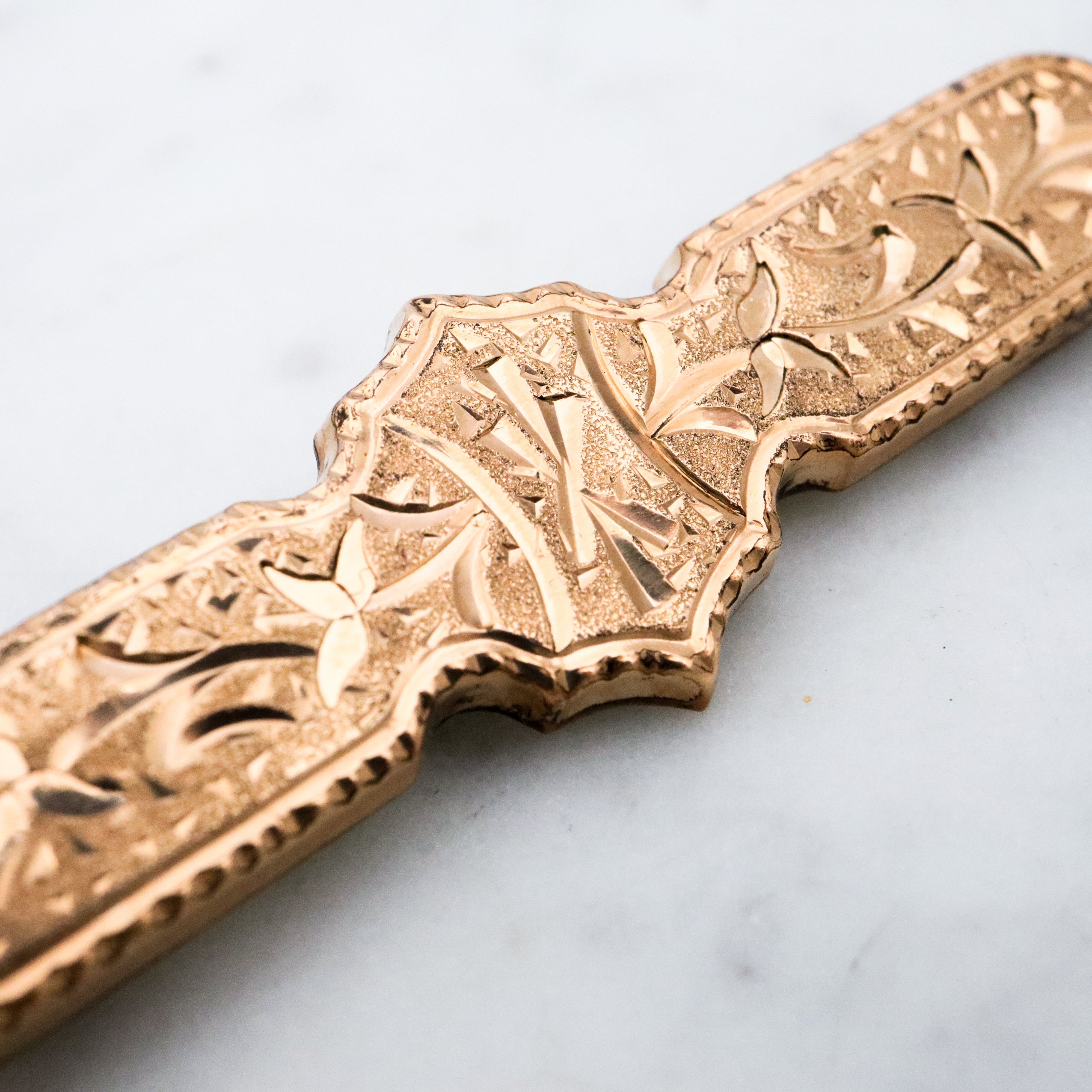 Antique Victorian gold filled leaf etched bar pin