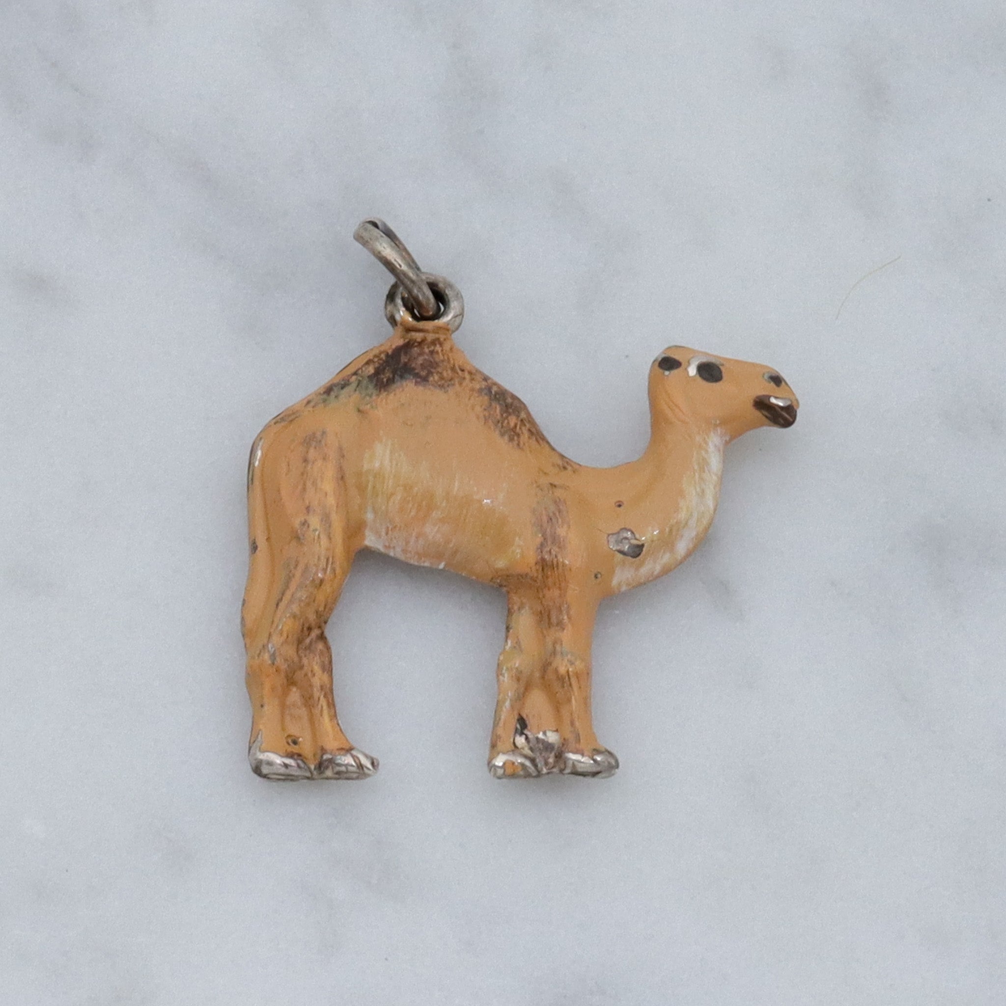 Antique enameled sterling figural camel pendant