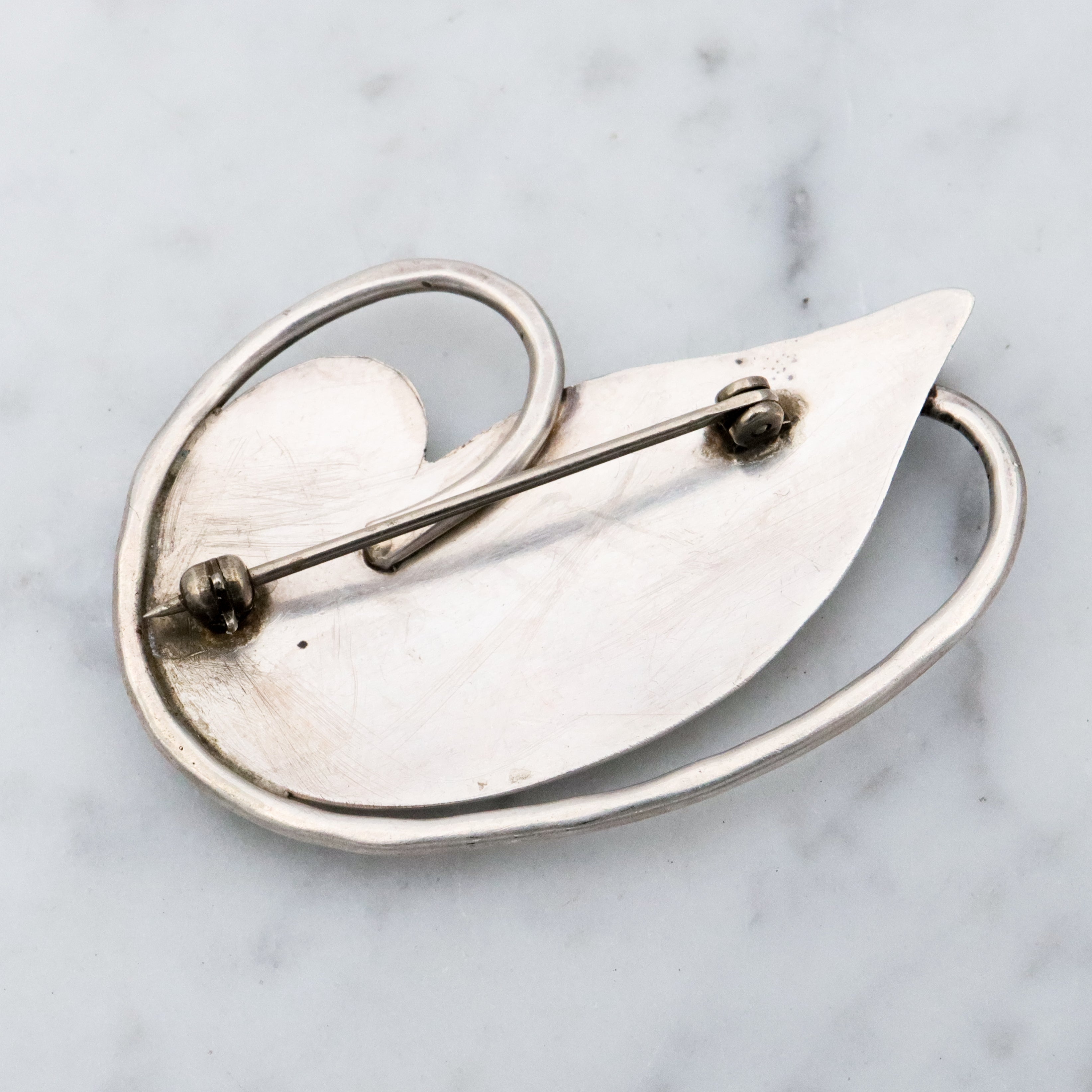 Antique Arts & Crafts era sterling enamel abstract brooch