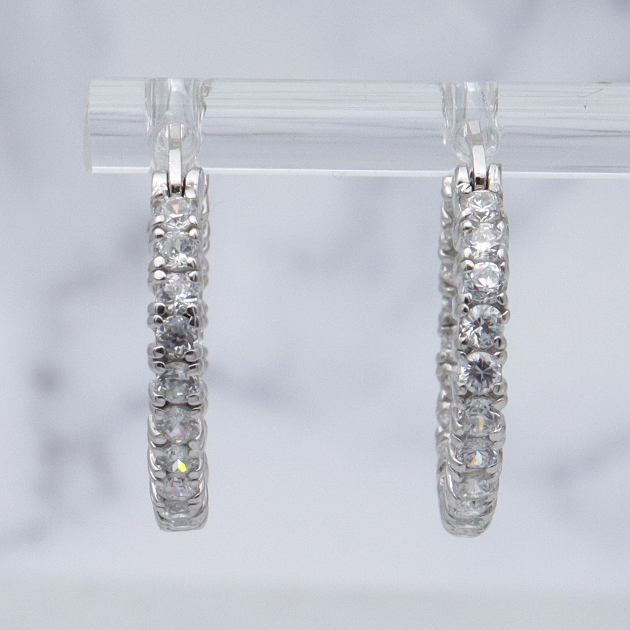 Vintage sterling & cubic zirconia eternity hoop earrings