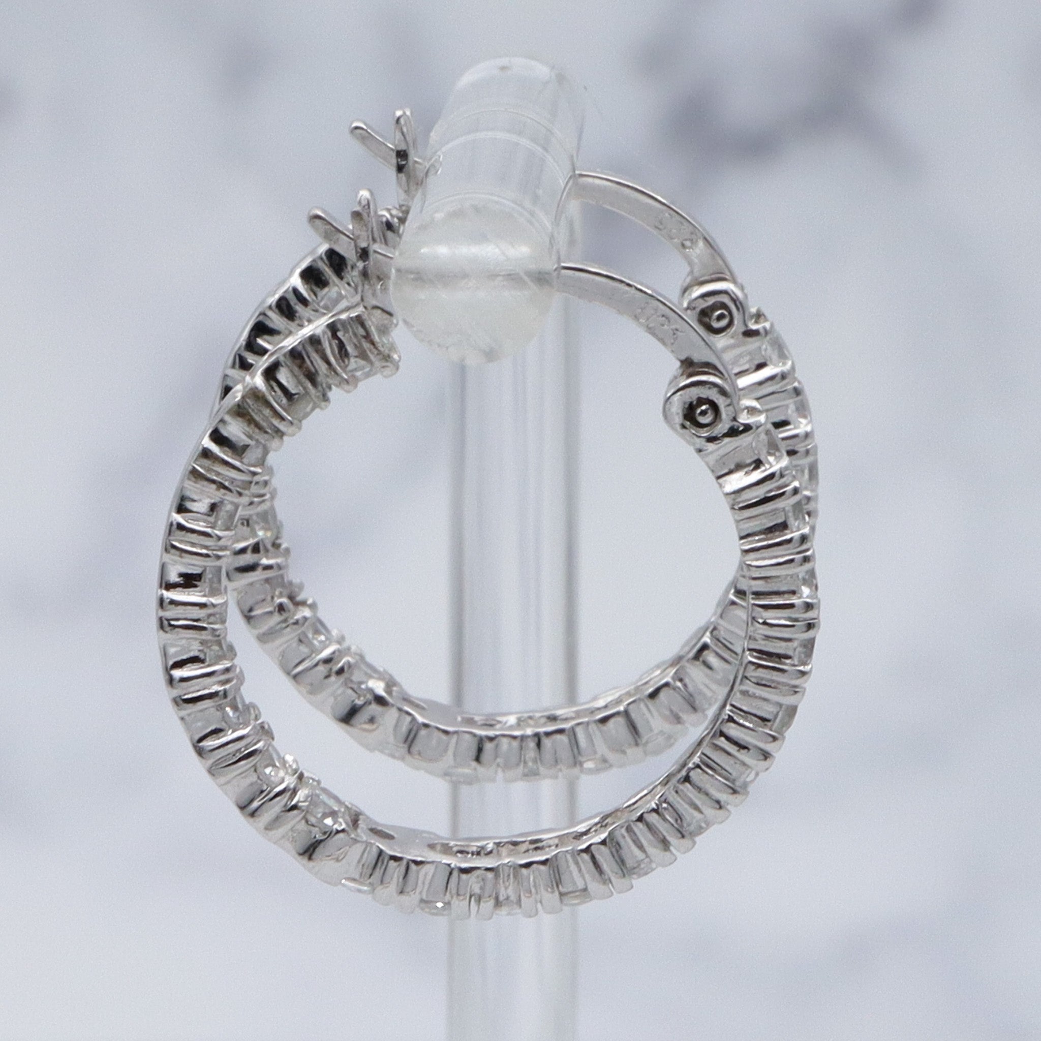 Vintage sterling & cubic zirconia eternity hoop earrings