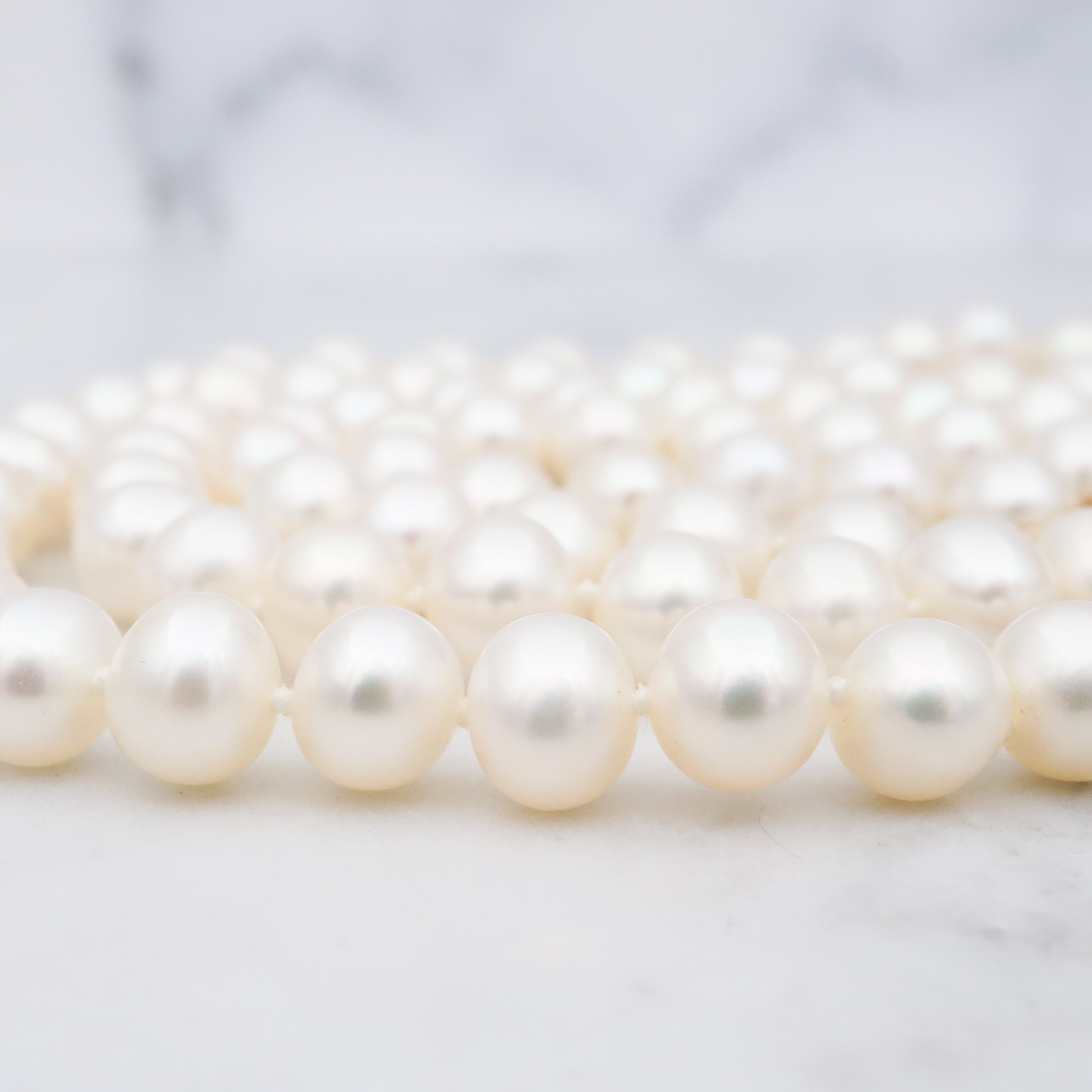 Vintage Mid Century Honora 7mm cultured pearl strand necklace with 14k gold clasp