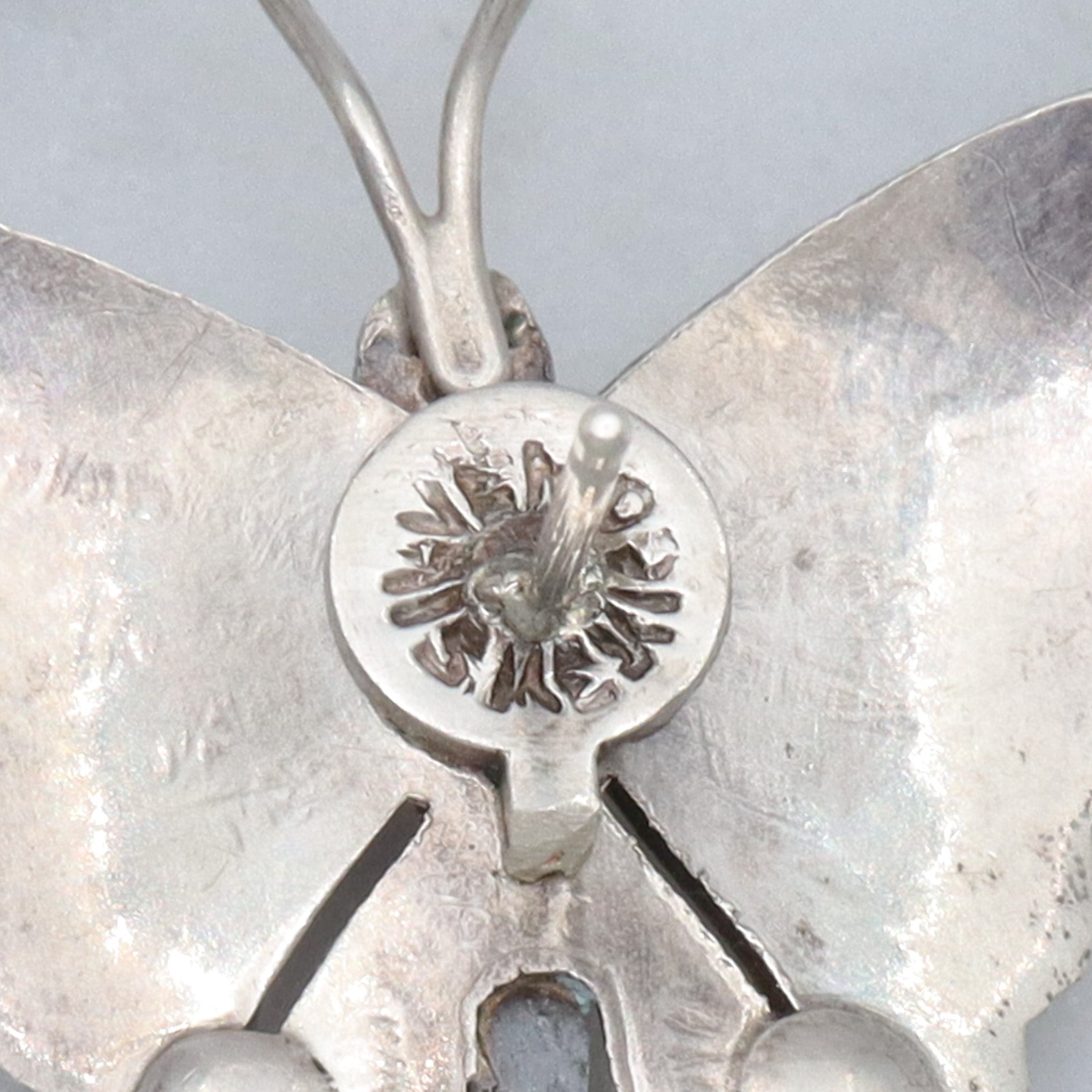 Antique 1930’s Mexican sterling & turquoise butterfly earrings