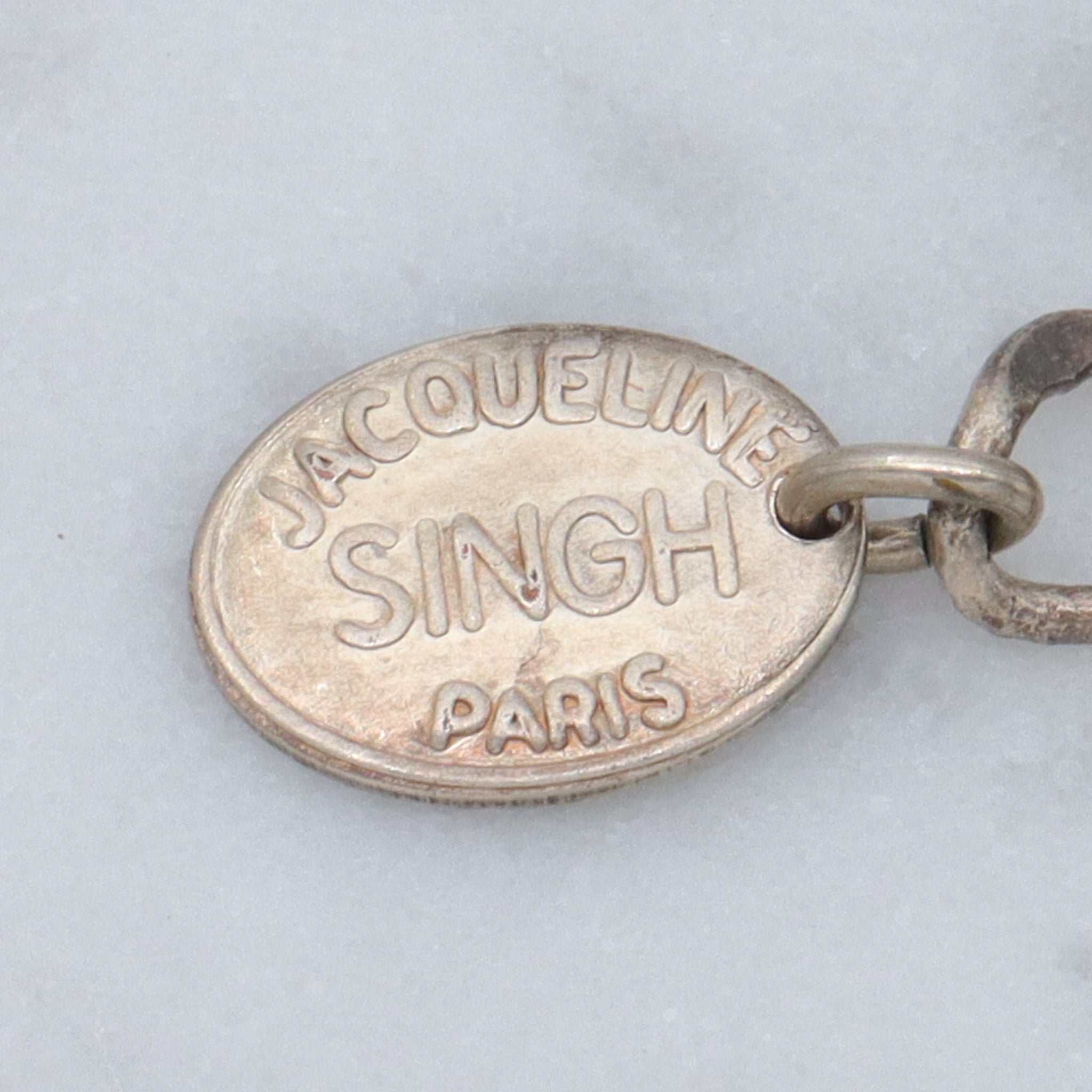 Retro Jacqueline Singh Paris mother of pearl beaded silver plated 3 strand necklace