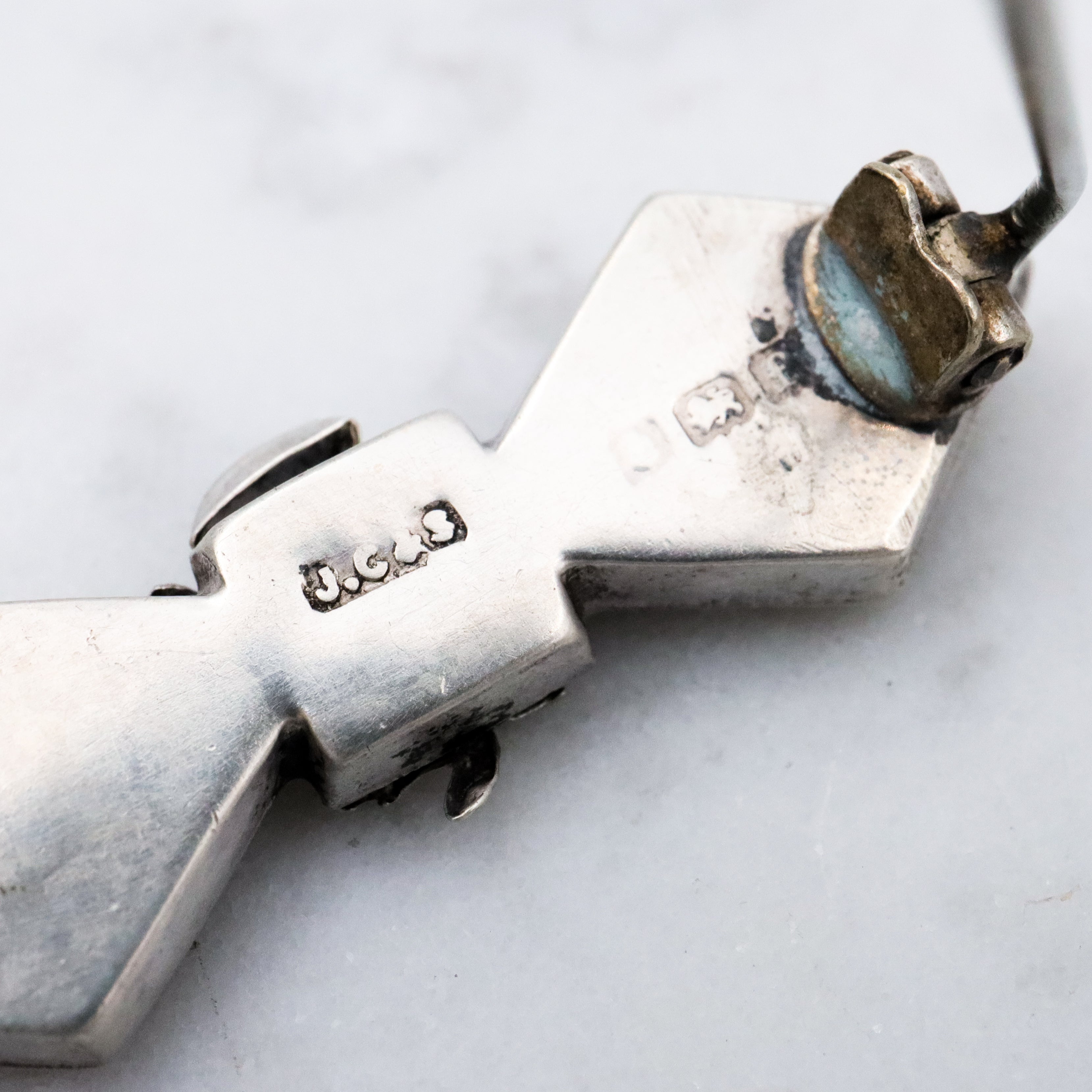 Antique 1905 Joseph Cook & Son sterling Scottish provincial brooch with jasper gemstones