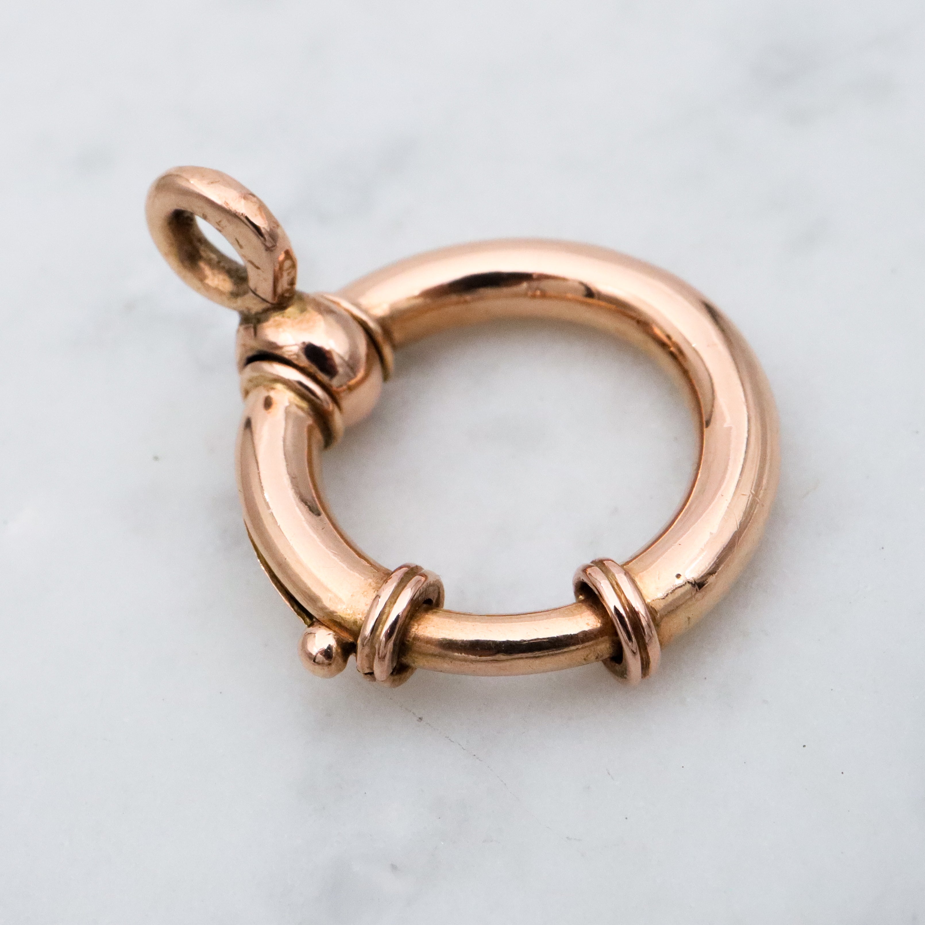Huge Antique 14k gold bolt ring clasp 22mm