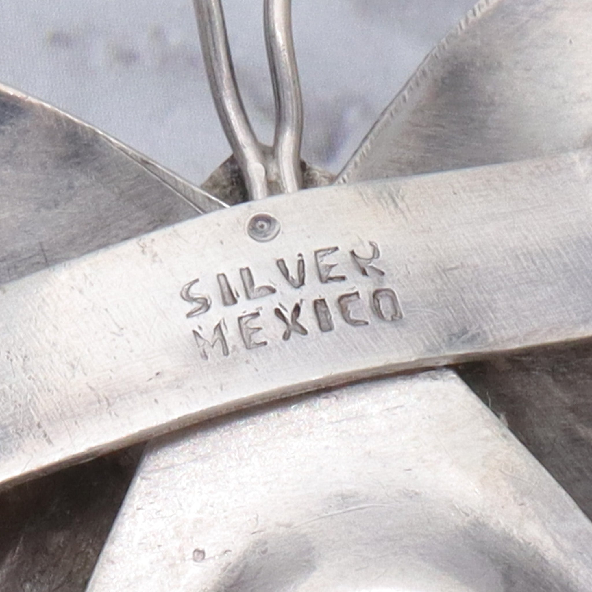 Huge Antique Mexican sterling & faux turquoise butterfly brooch