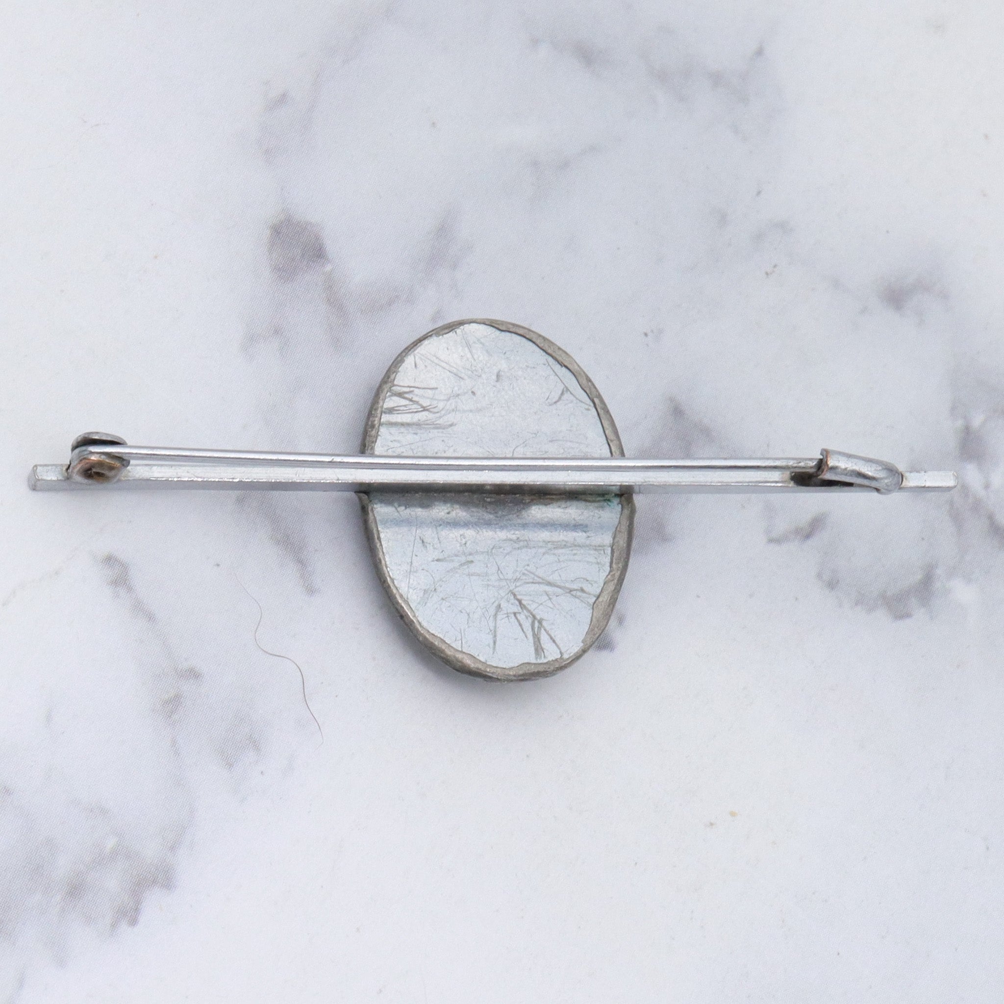 Antique Arts & Crafts hammered pewter morpho wing brooch