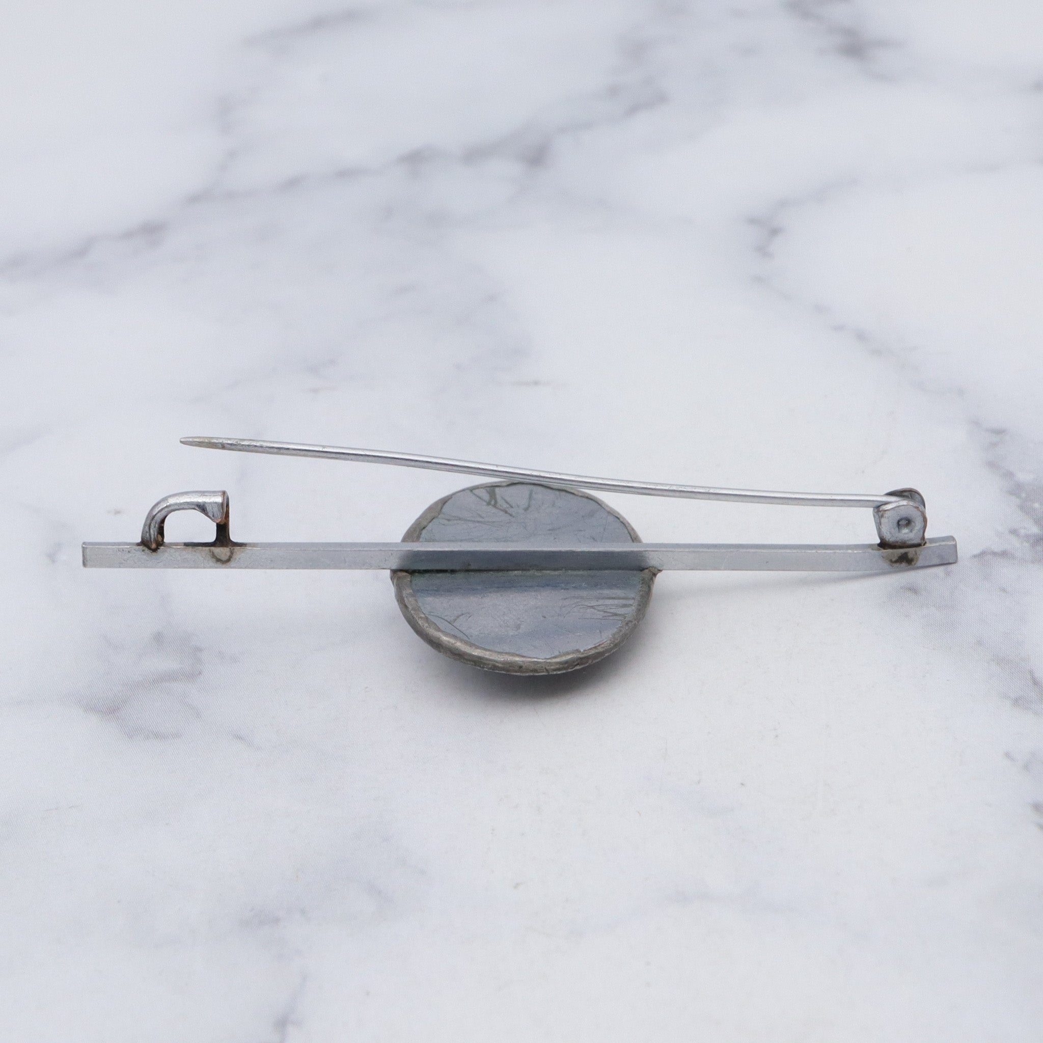 Antique Arts & Crafts hammered pewter morpho wing brooch