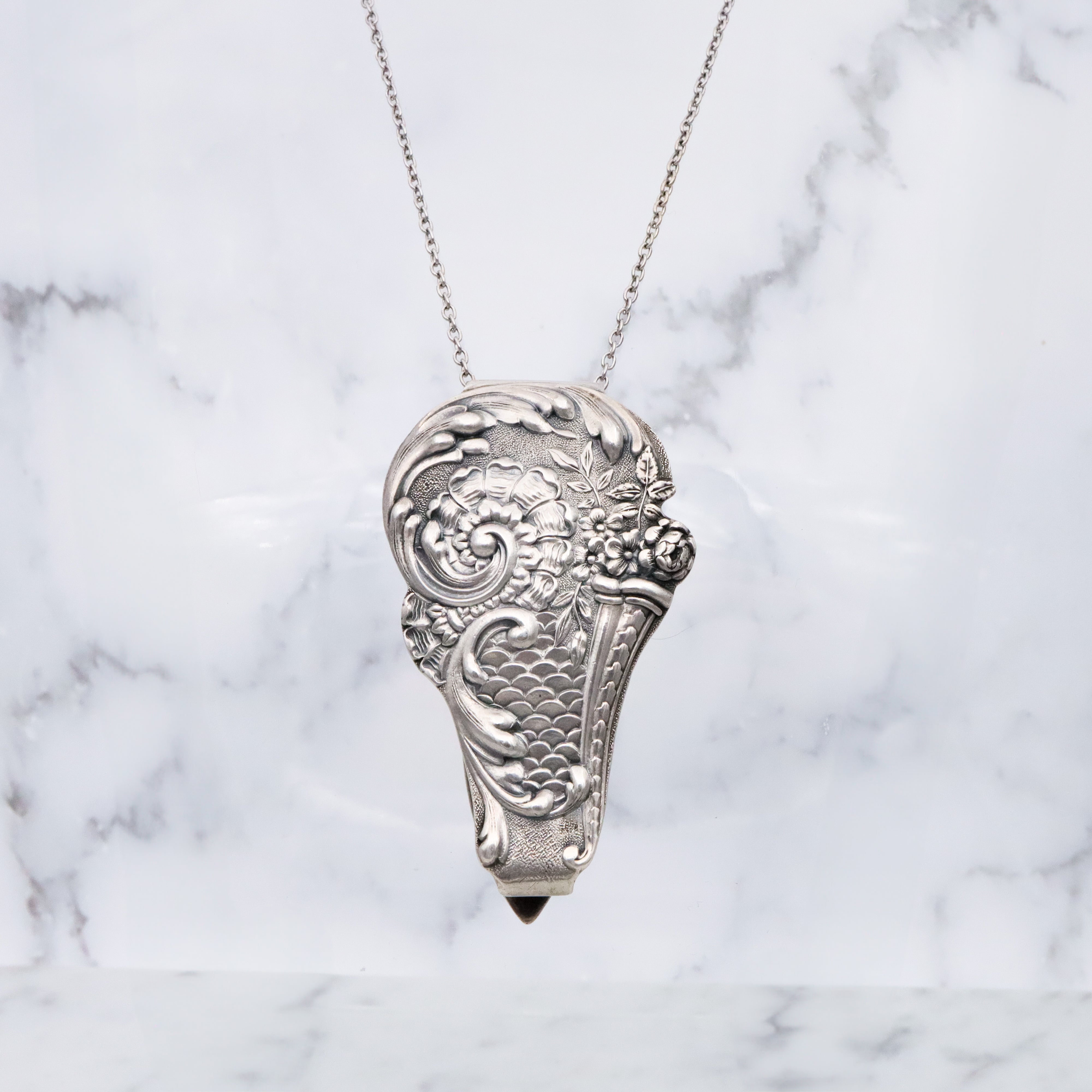 Antique Gorham sterling cornucopia chatelaine clip