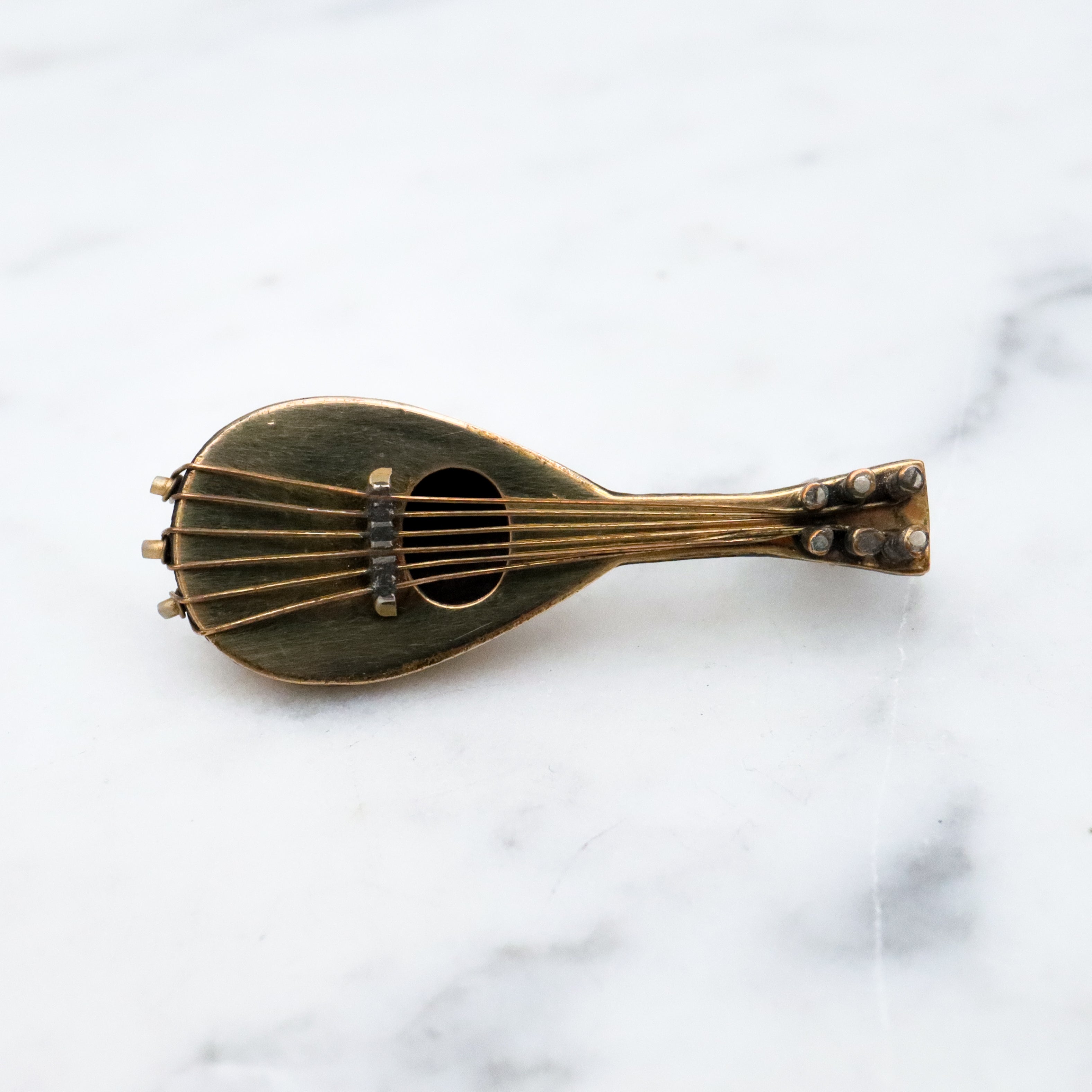Antique gold filled mandolin instrument brooch