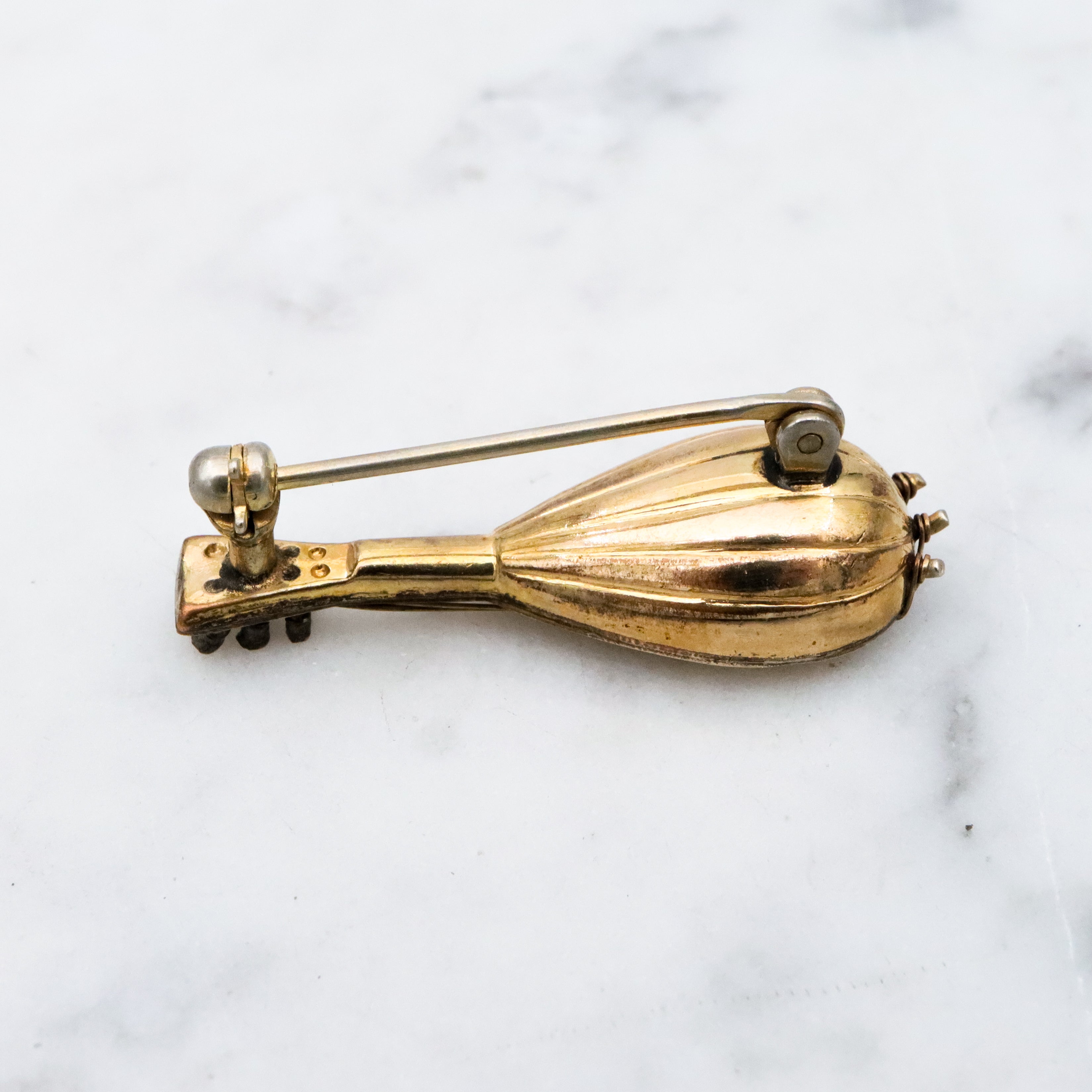 Antique gold filled mandolin instrument brooch