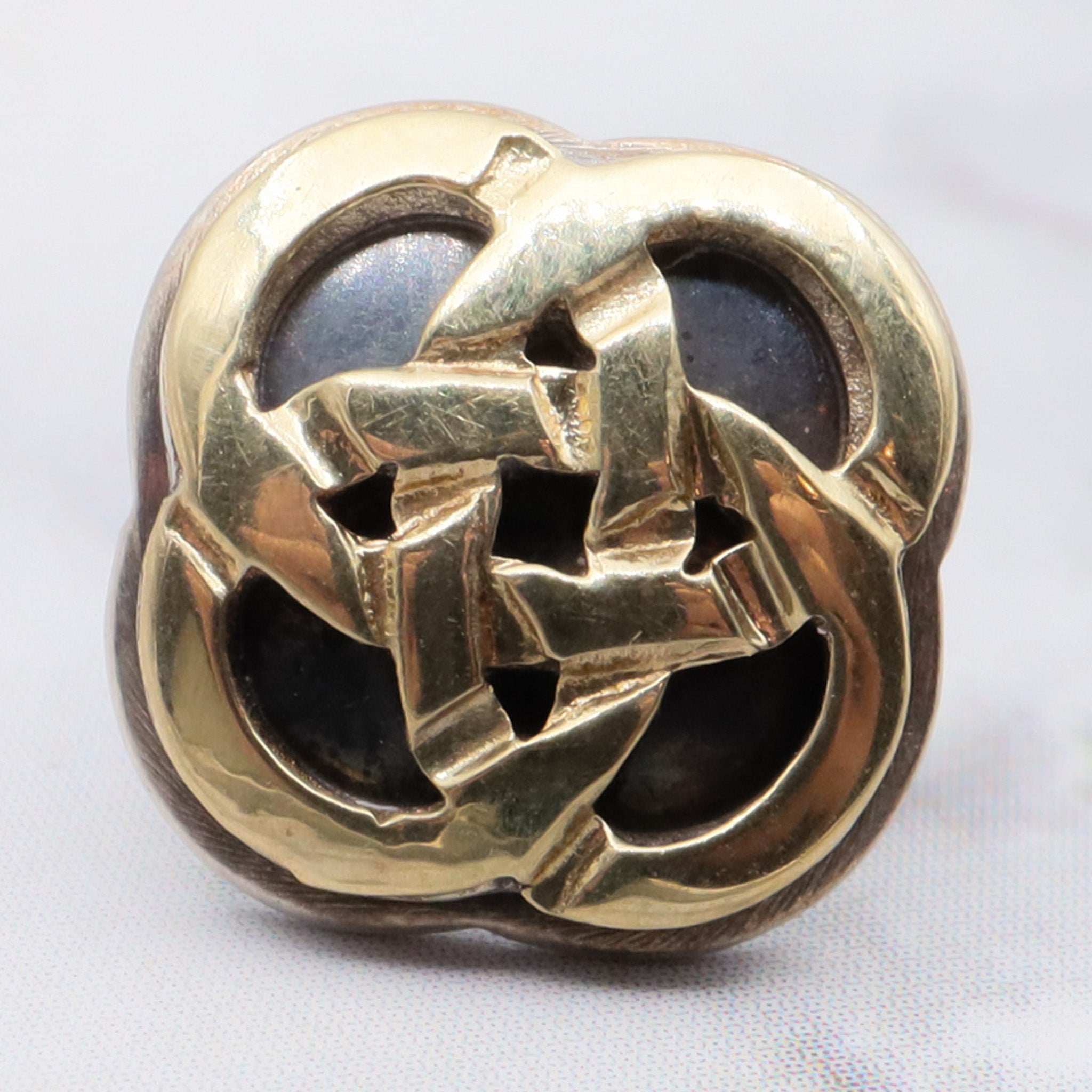 Vintage sterling artist signed 18k gold celtic knot earrings