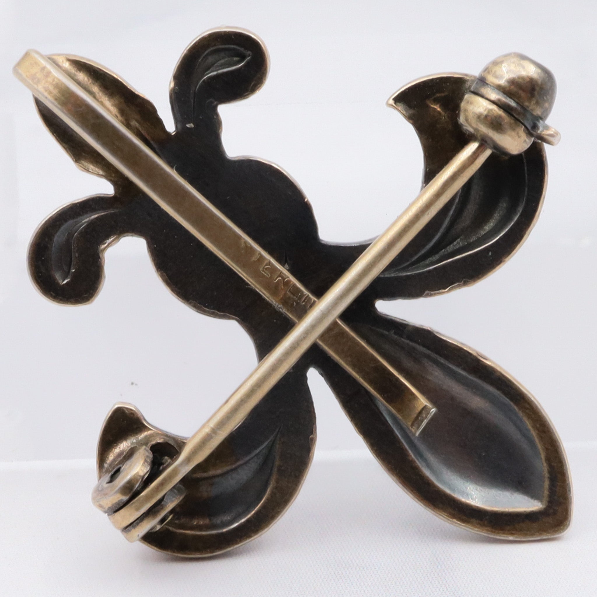 Antique victorian sterling fluer de lis watch clip brooch