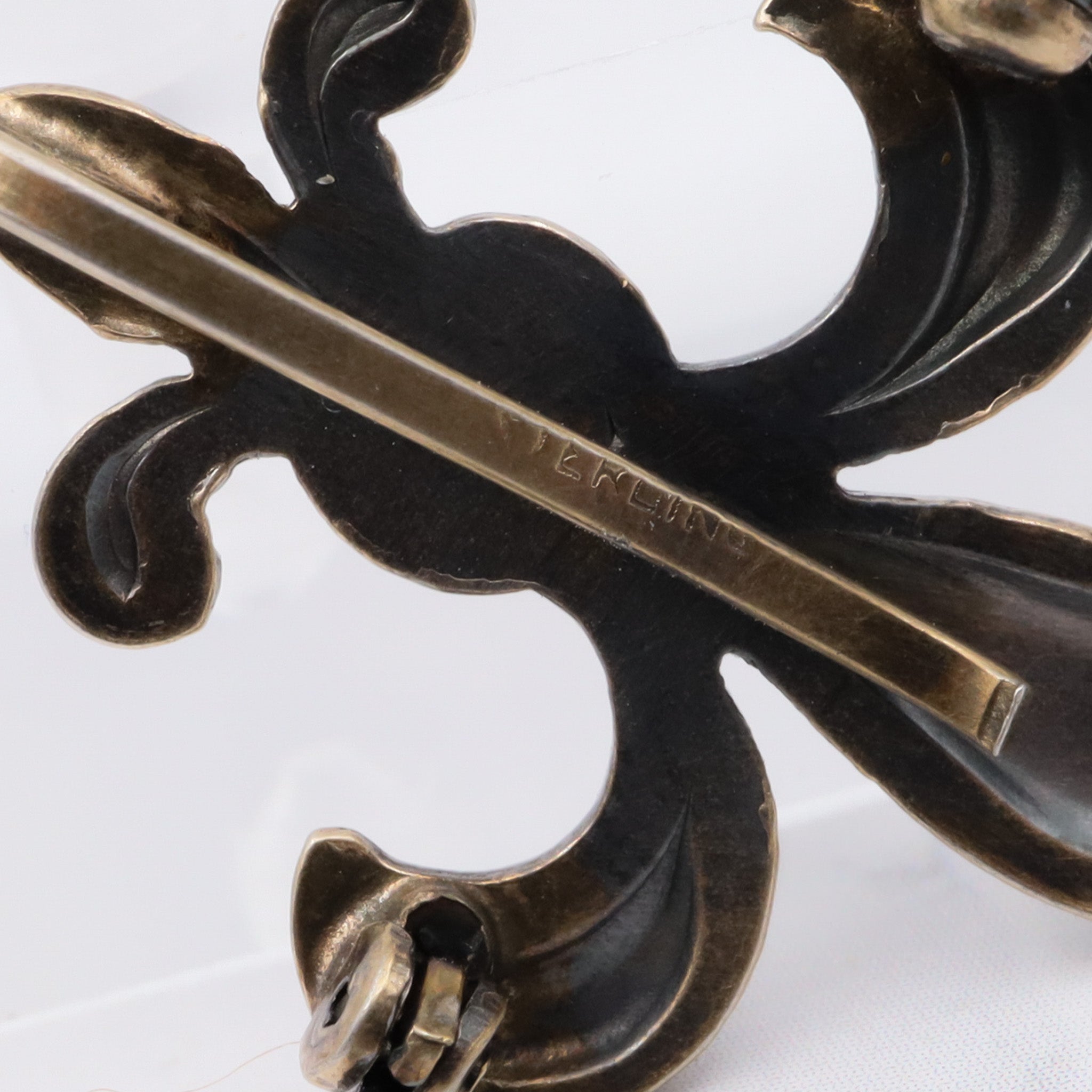 Antique victorian sterling fluer de lis watch clip brooch