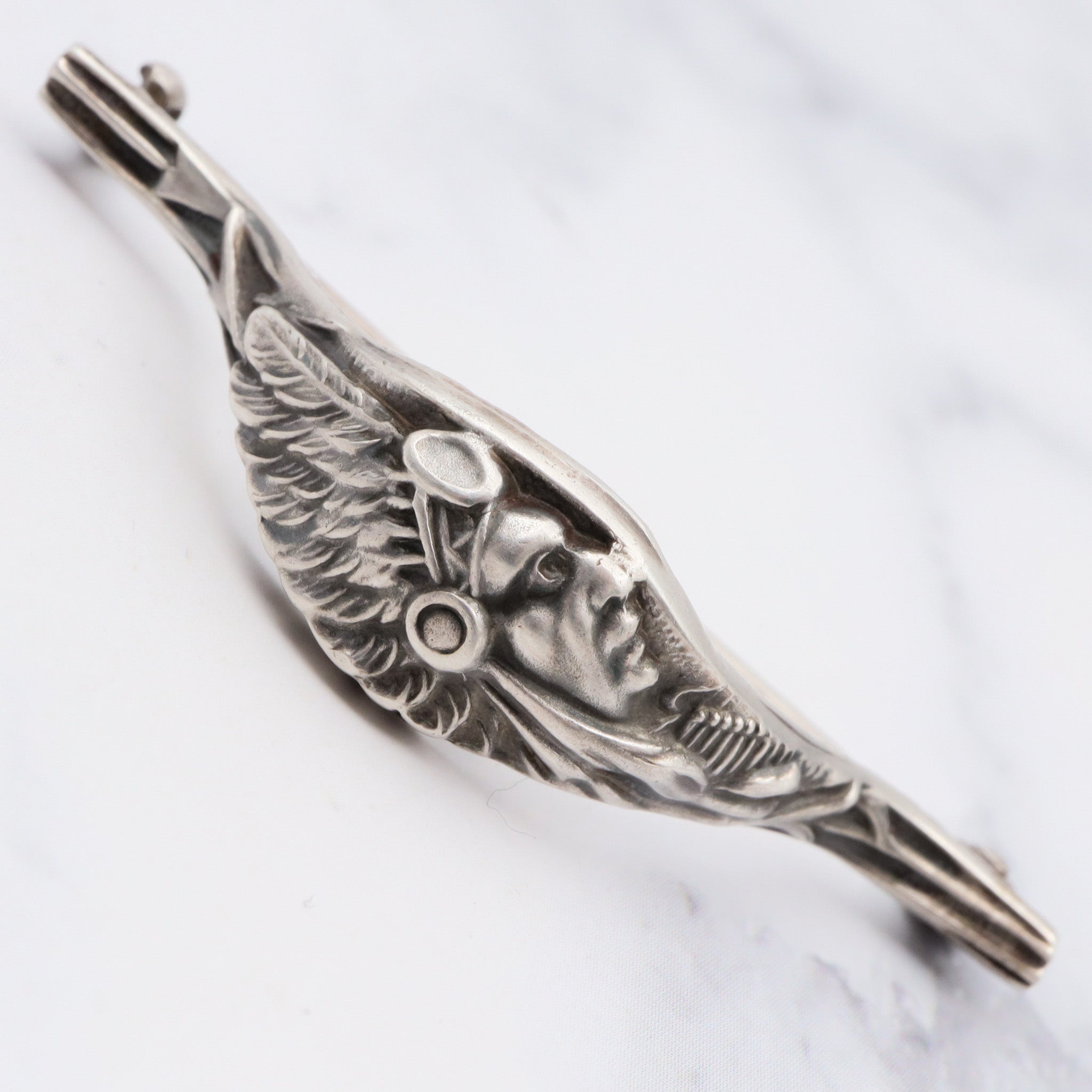 Vintage rare Unger Bros sterling Native American chief posey holder/ corsage brooch/tussie mussie