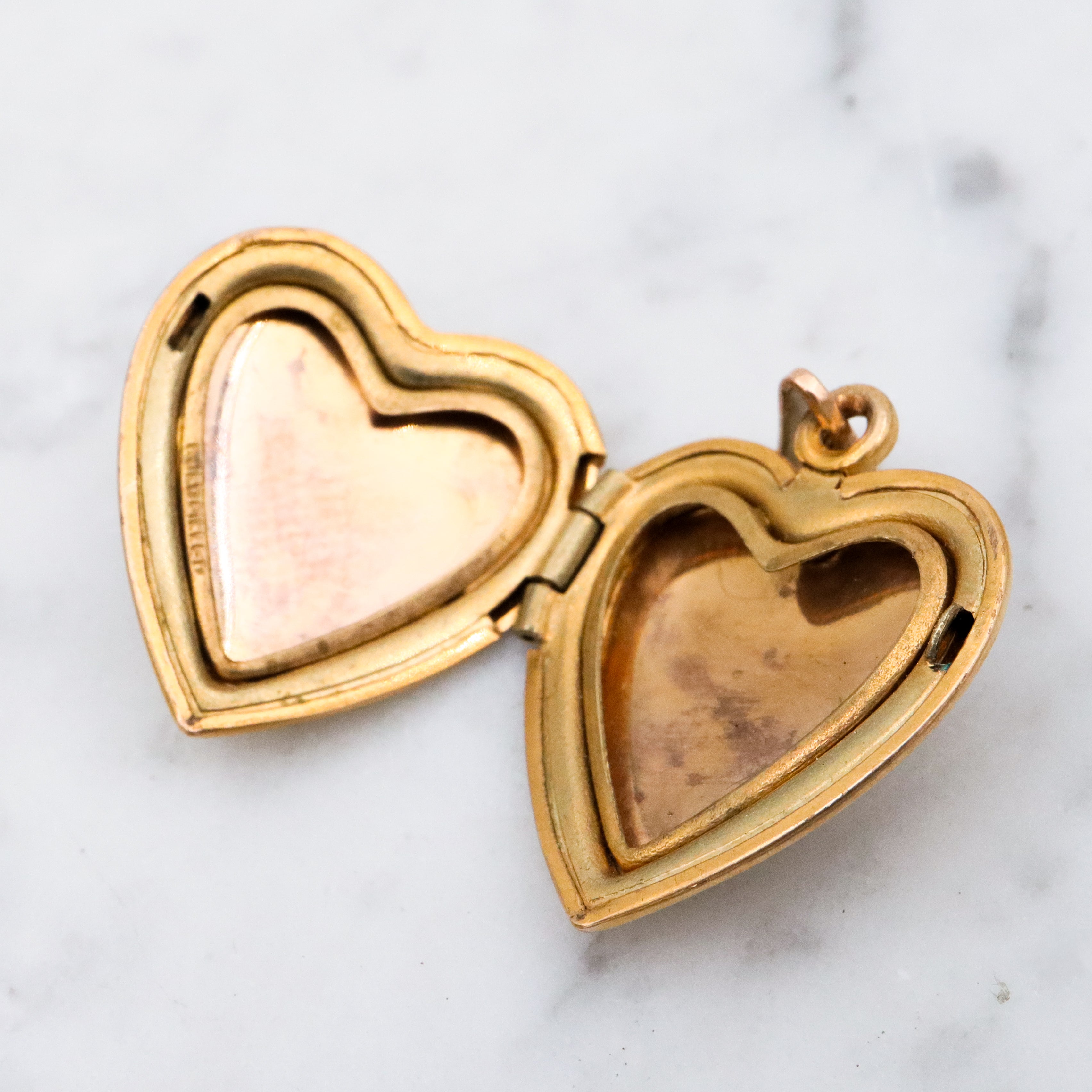 Antique gold filled engraved heart locket pendant