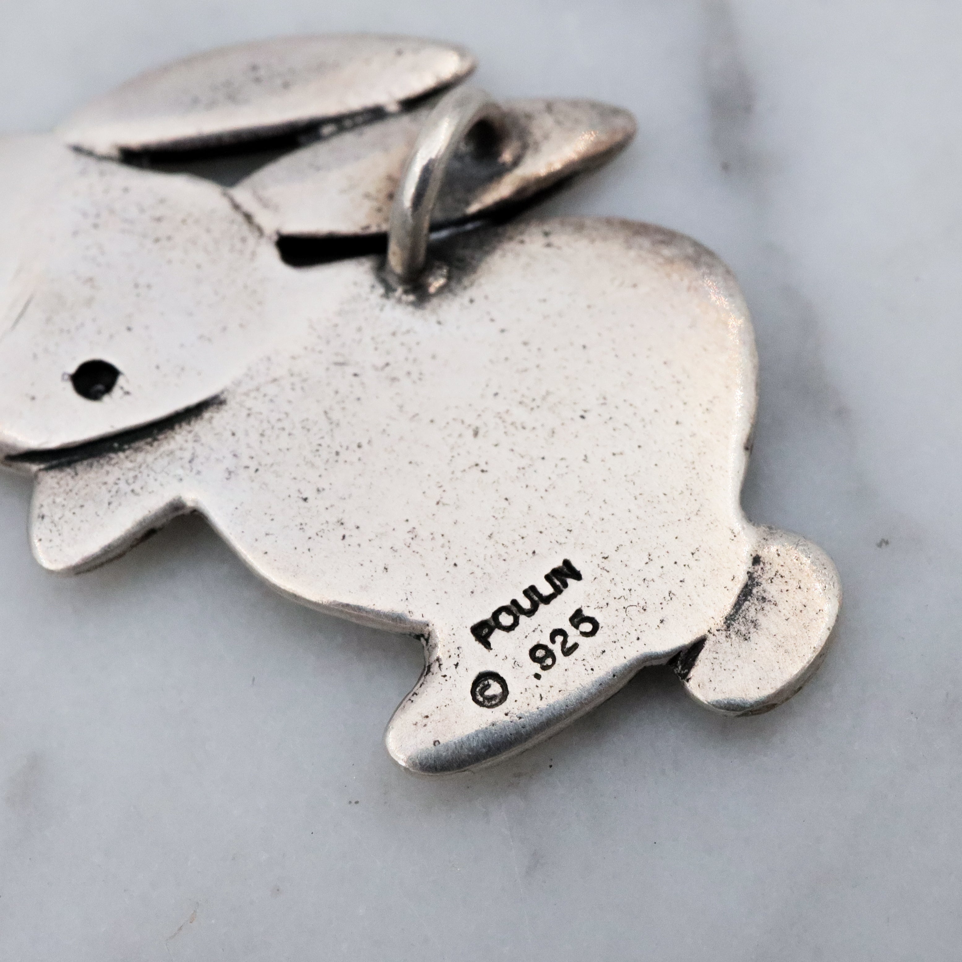 Retro Mark Poulin handmade sterling bunny pendant